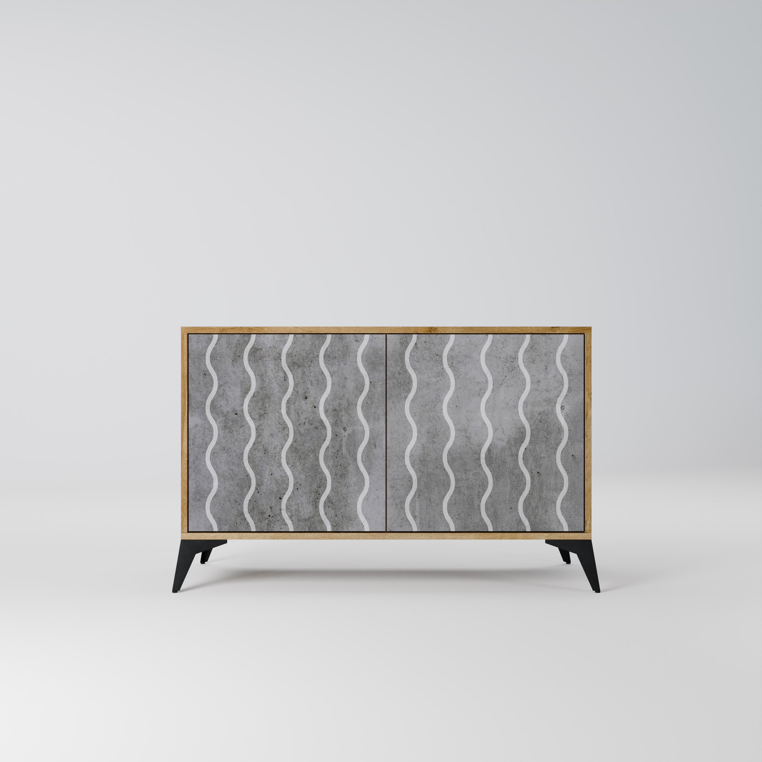 WAVES OF CONCRETE 2-Door Sideboard in Oak Effect