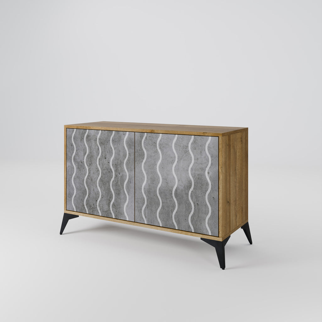 WAVES OF CONCRETE 2-Door Sideboard in Oak Effect