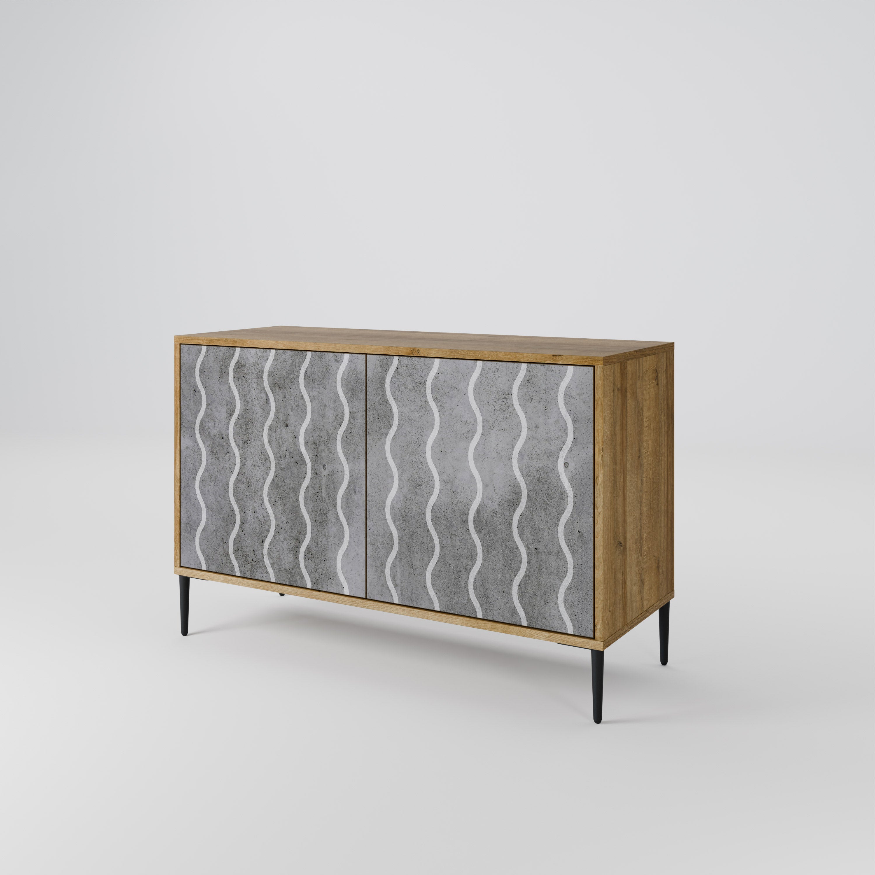 WAVES OF CONCRETE 2-Door Sideboard in Oak Effect