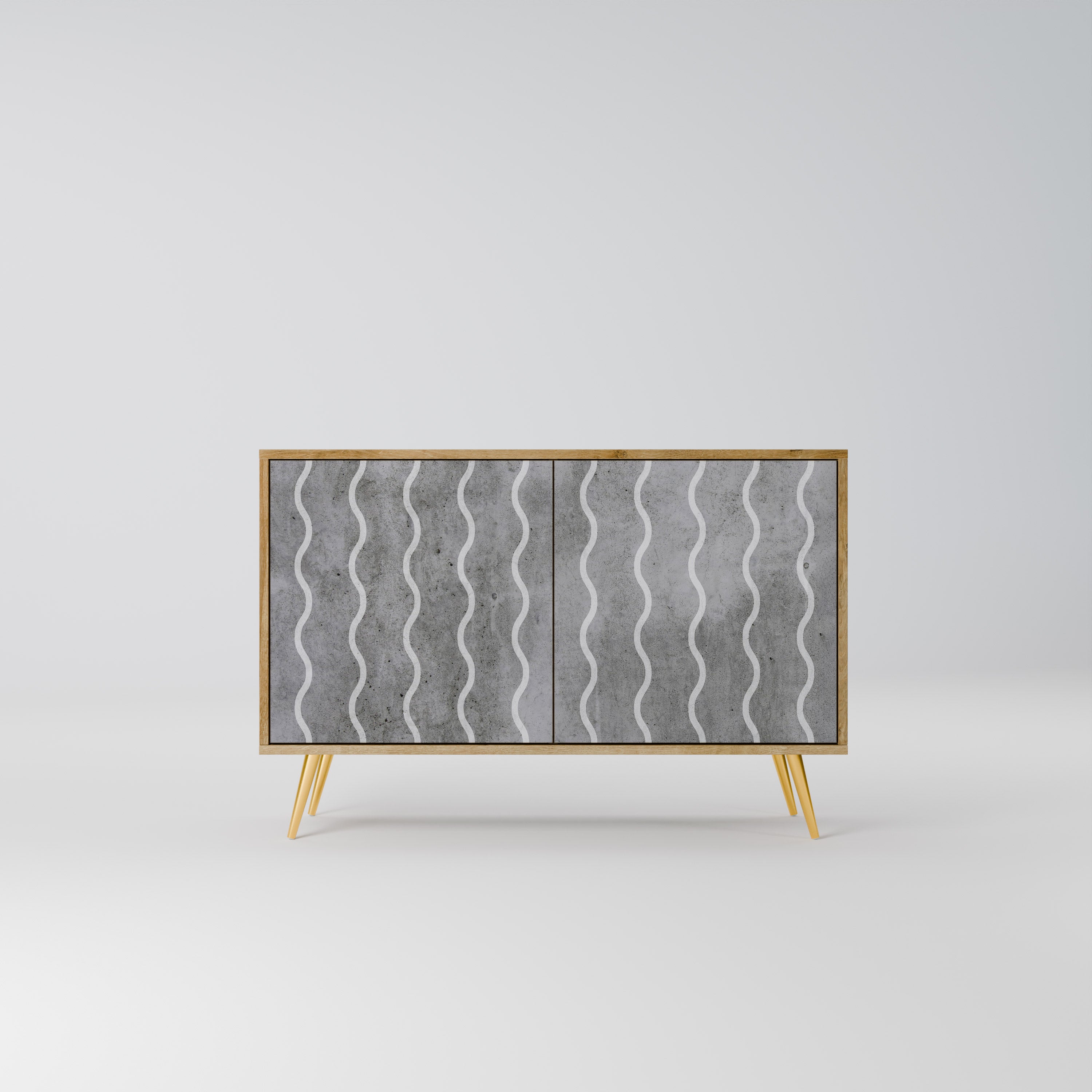 WAVES OF CONCRETE 2-Door Sideboard in Oak Effect