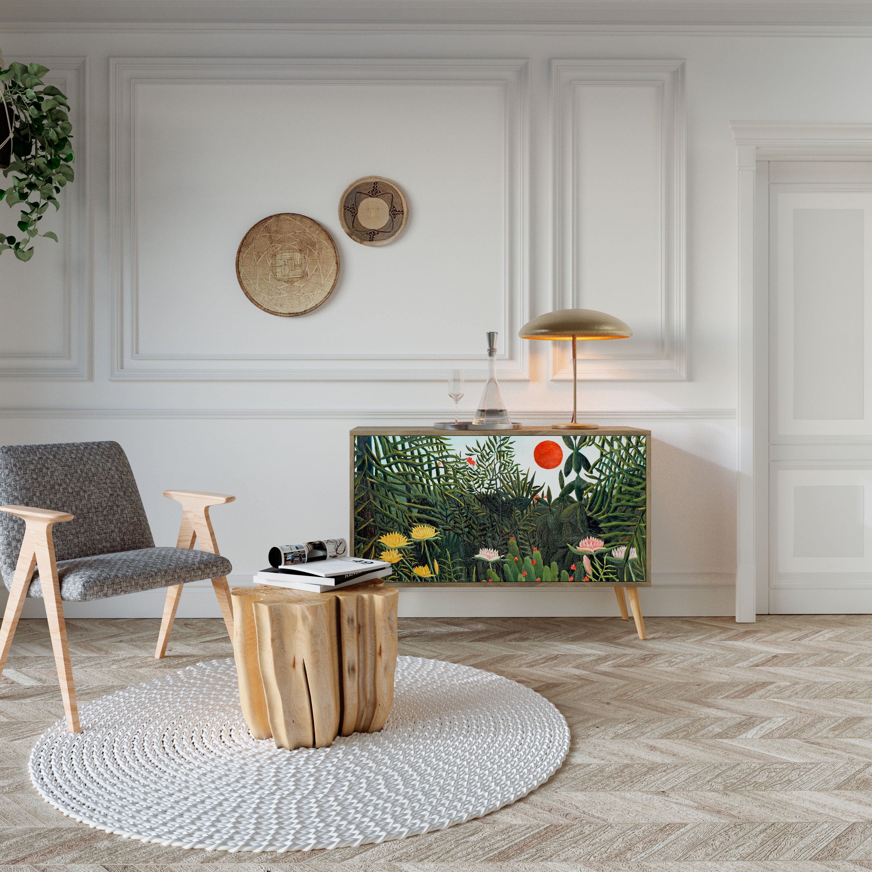 VIRGIN FOREST WITH SUNSET 2-Door Sideboard in Oak Effect