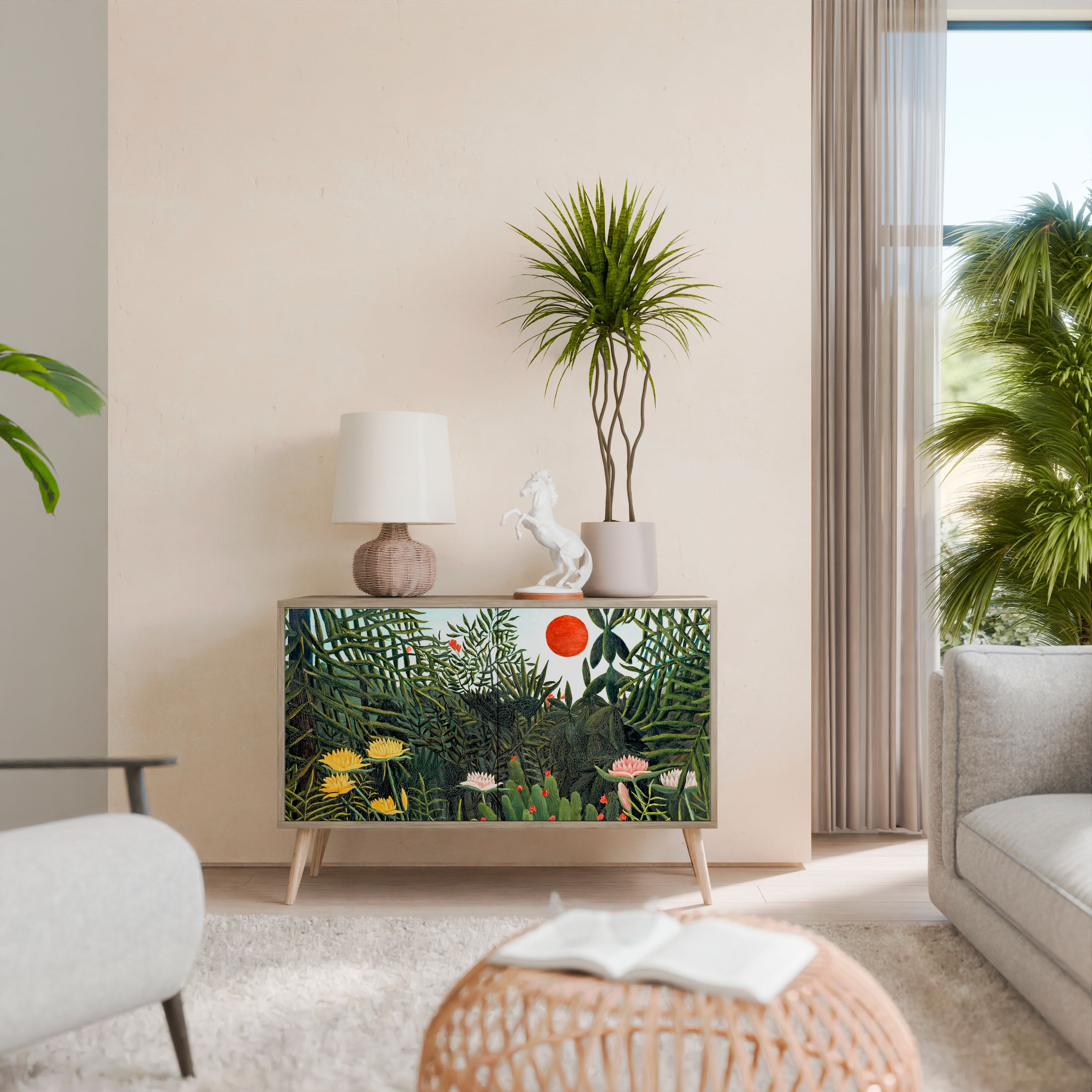 VIRGIN FOREST WITH SUNSET 2-Door Sideboard in Oak Effect