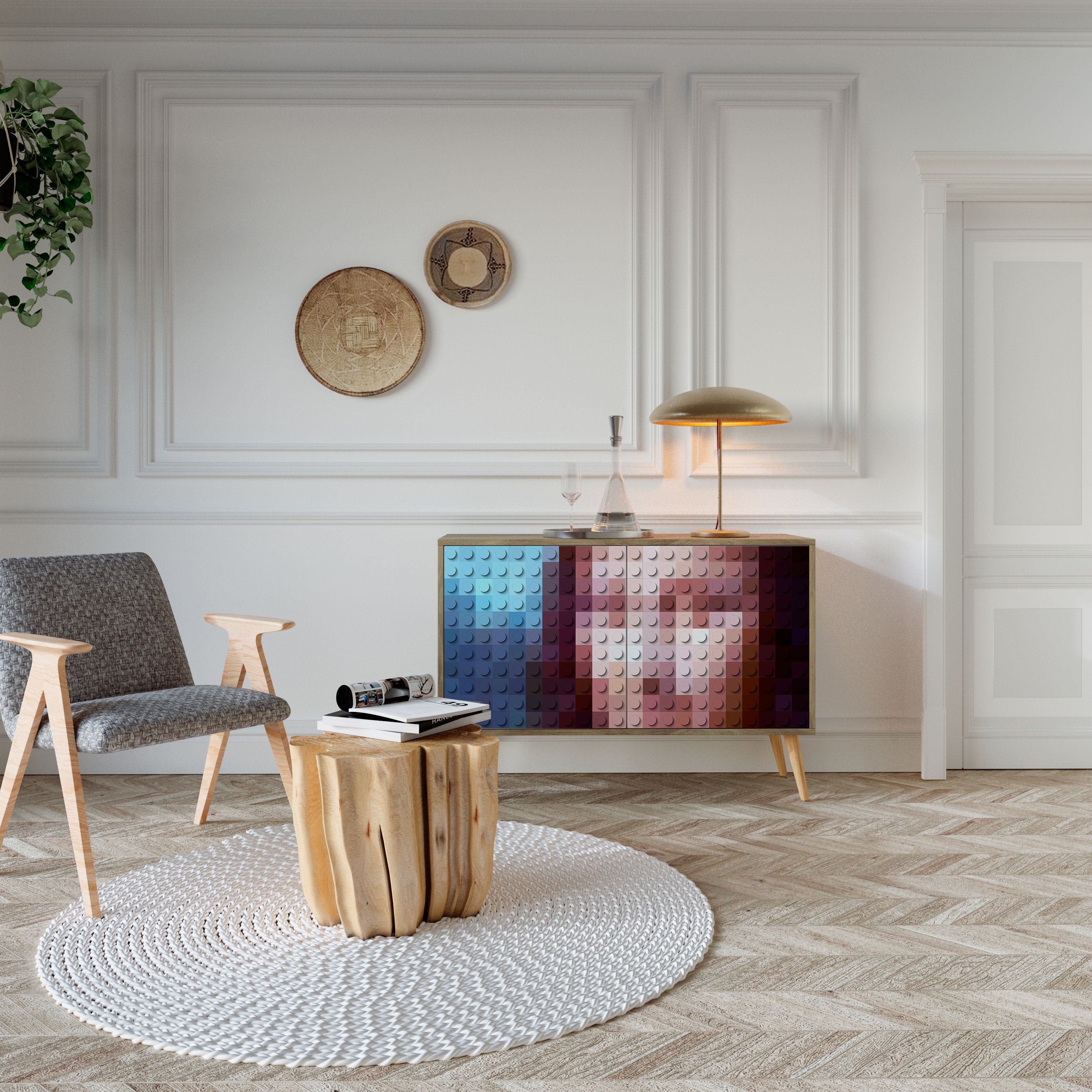 CONSTRUCTIVE ART 2-Door Sideboard in Oak Effect