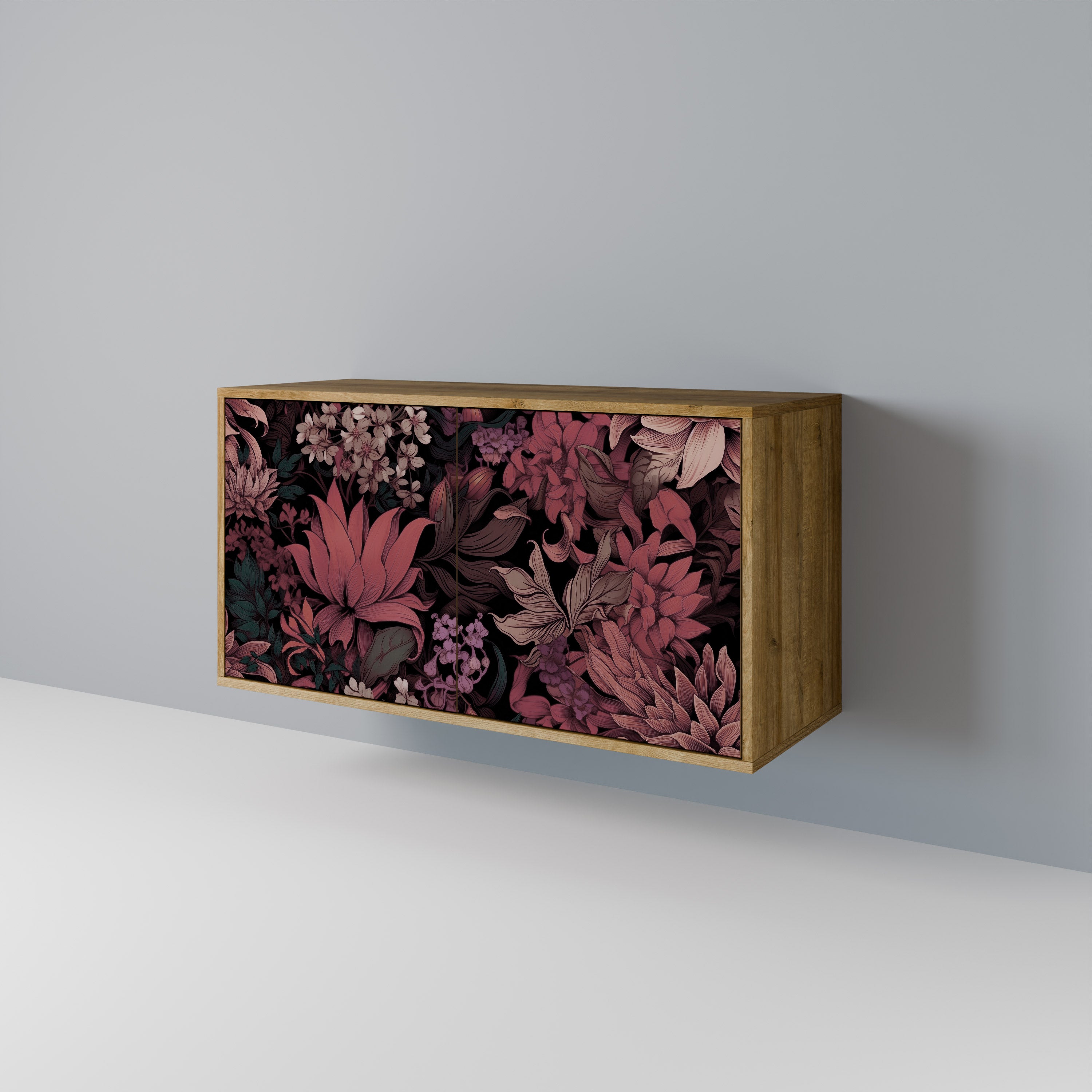 FLORAL WHISPER 2-Door Sideboard in Oak Effect
