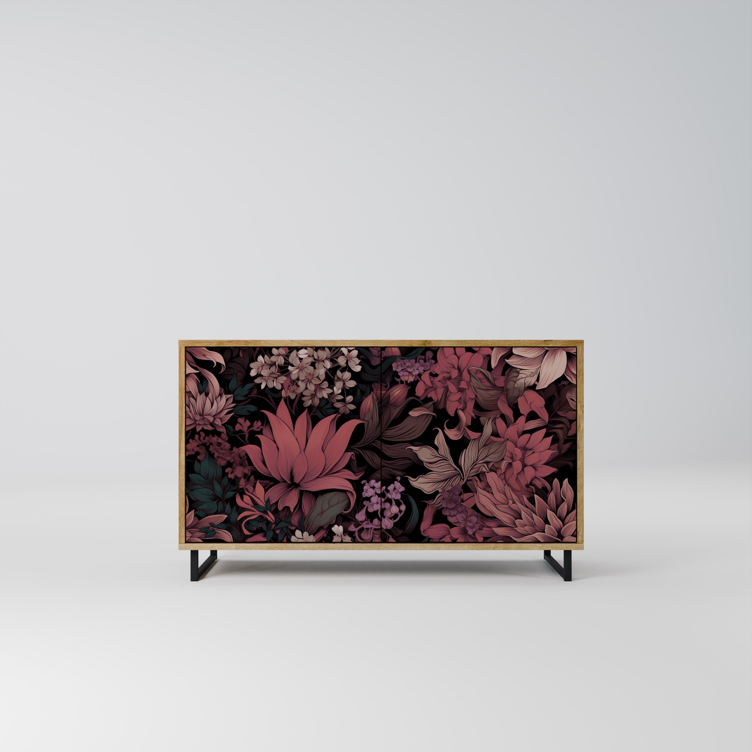 FLORAL WHISPER 2-Door Sideboard in Oak Effect