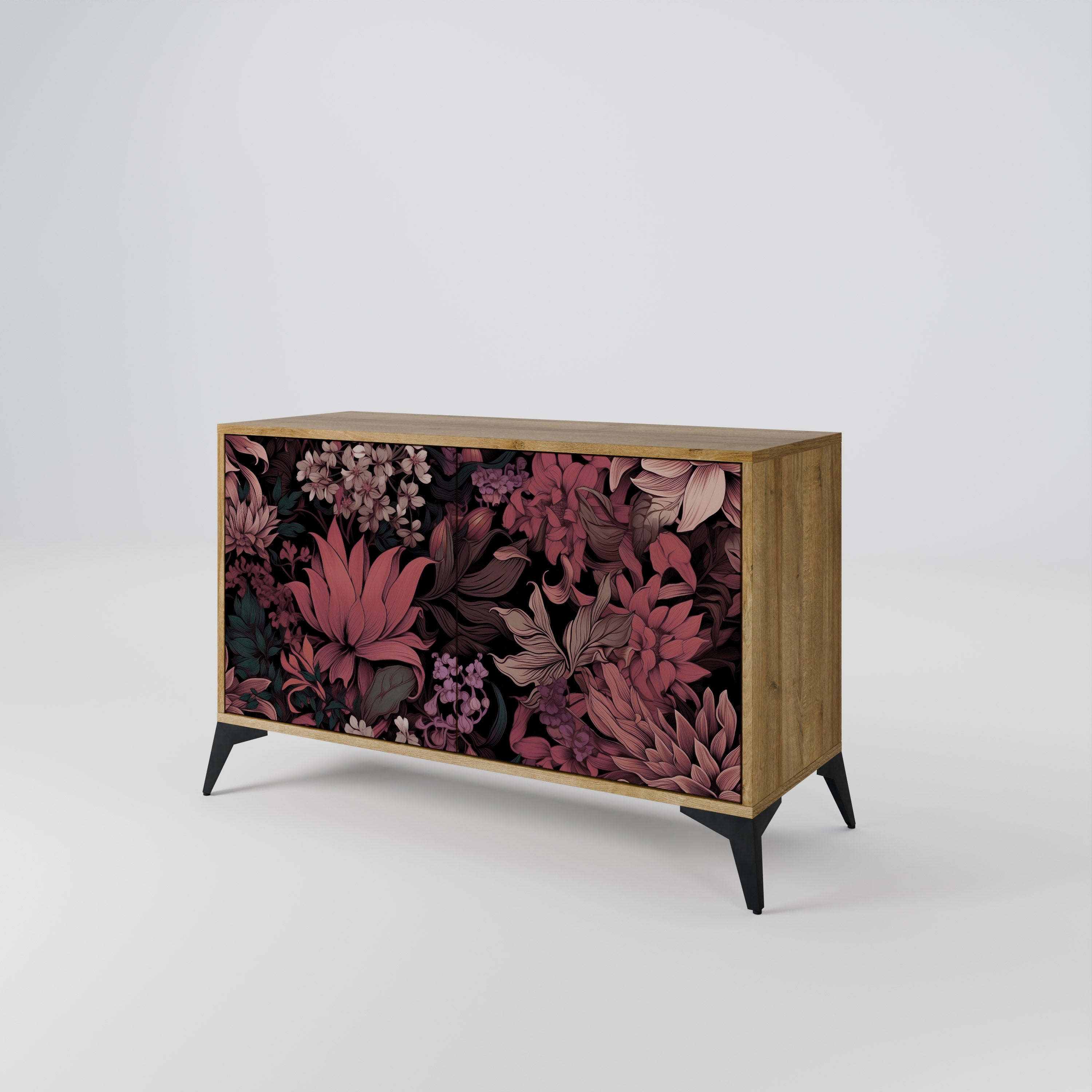 FLORAL WHISPER 2-Door Sideboard in Oak Effect