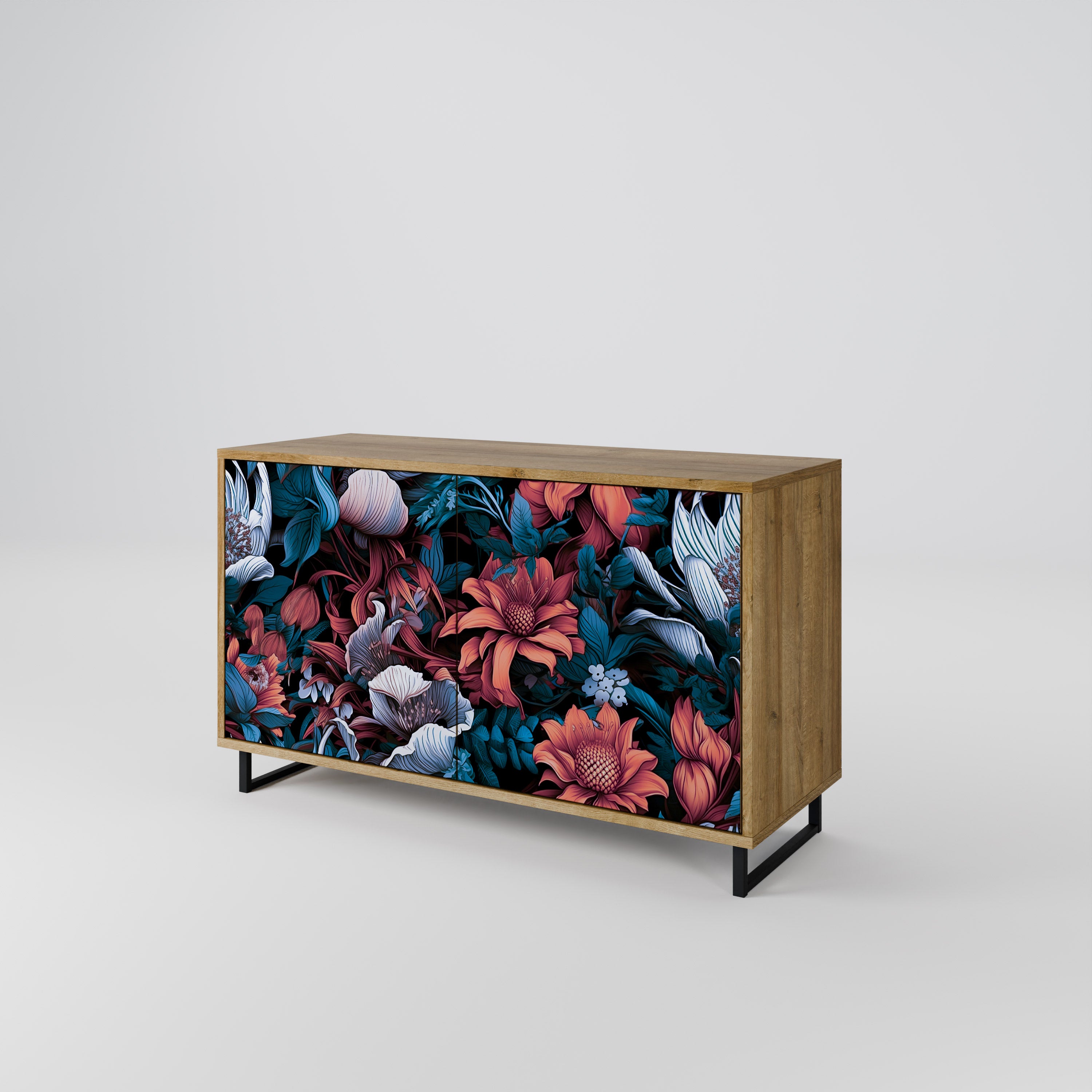 ETHEREAL BLOSSOMS 2-Door Sideboard in Oak Effect