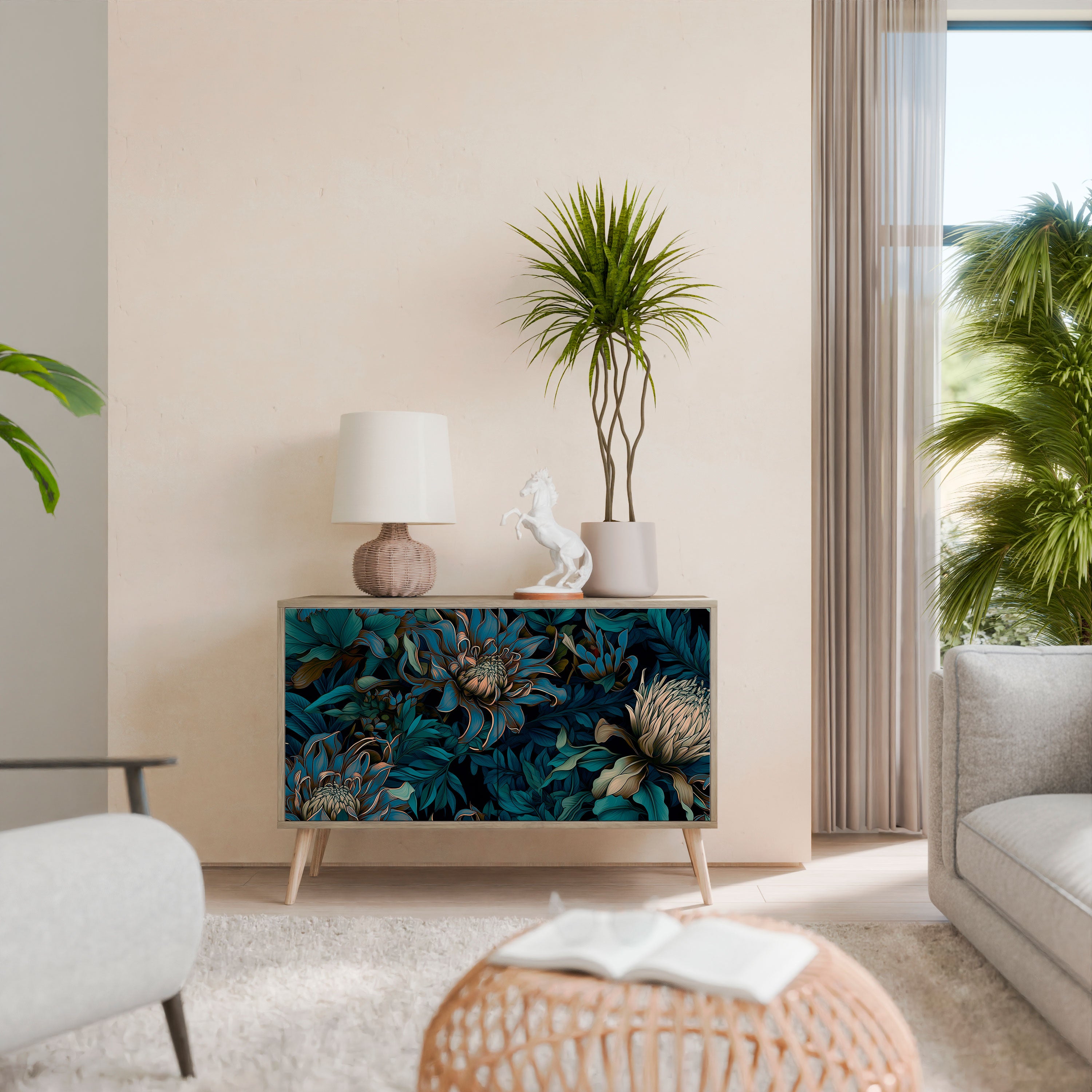 TWILIGHT BLOOM 2-Door Sideboard in Oak Effect