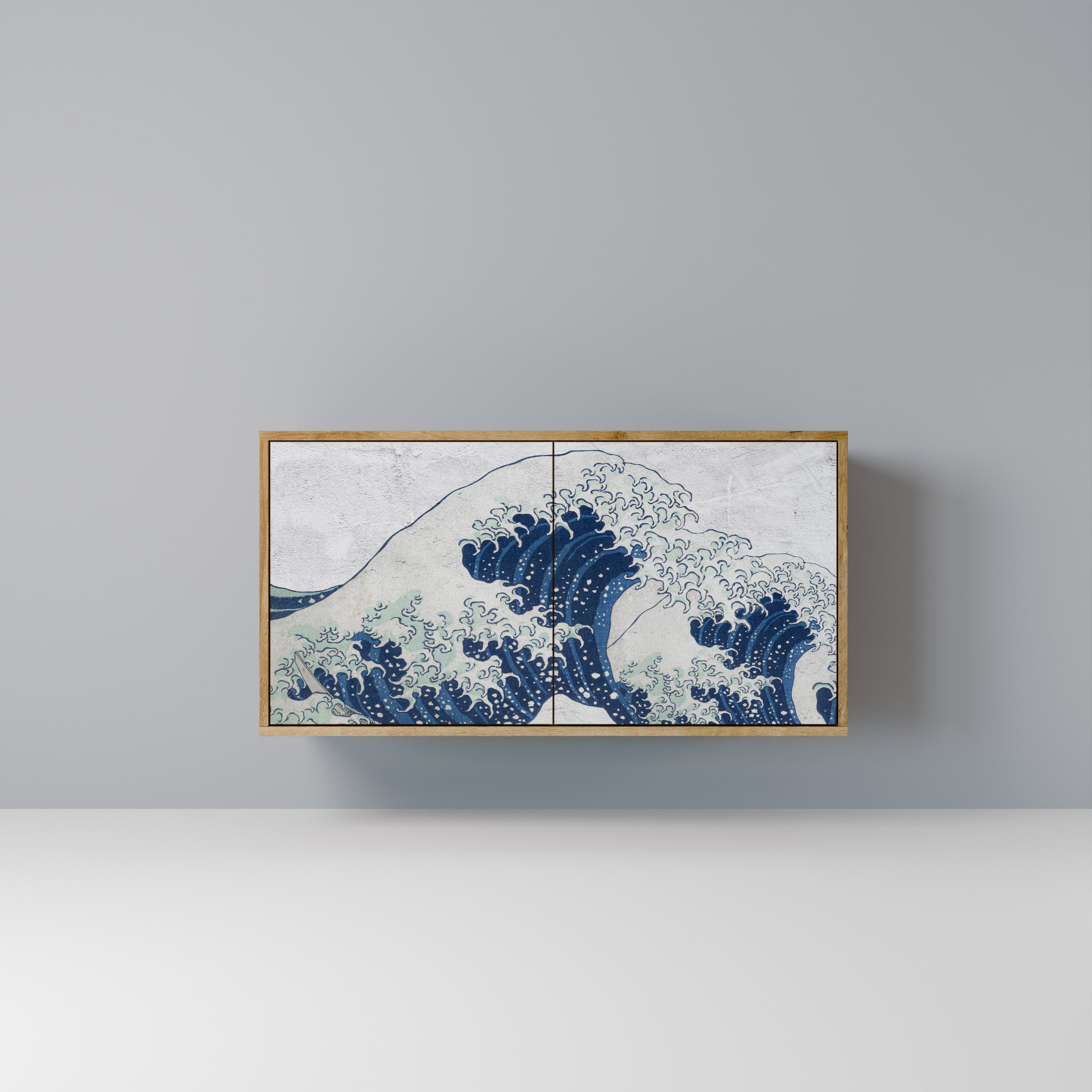 THE GREAT WAVE AT KANAGAWA 2-Door Sideboard in Oak Effect