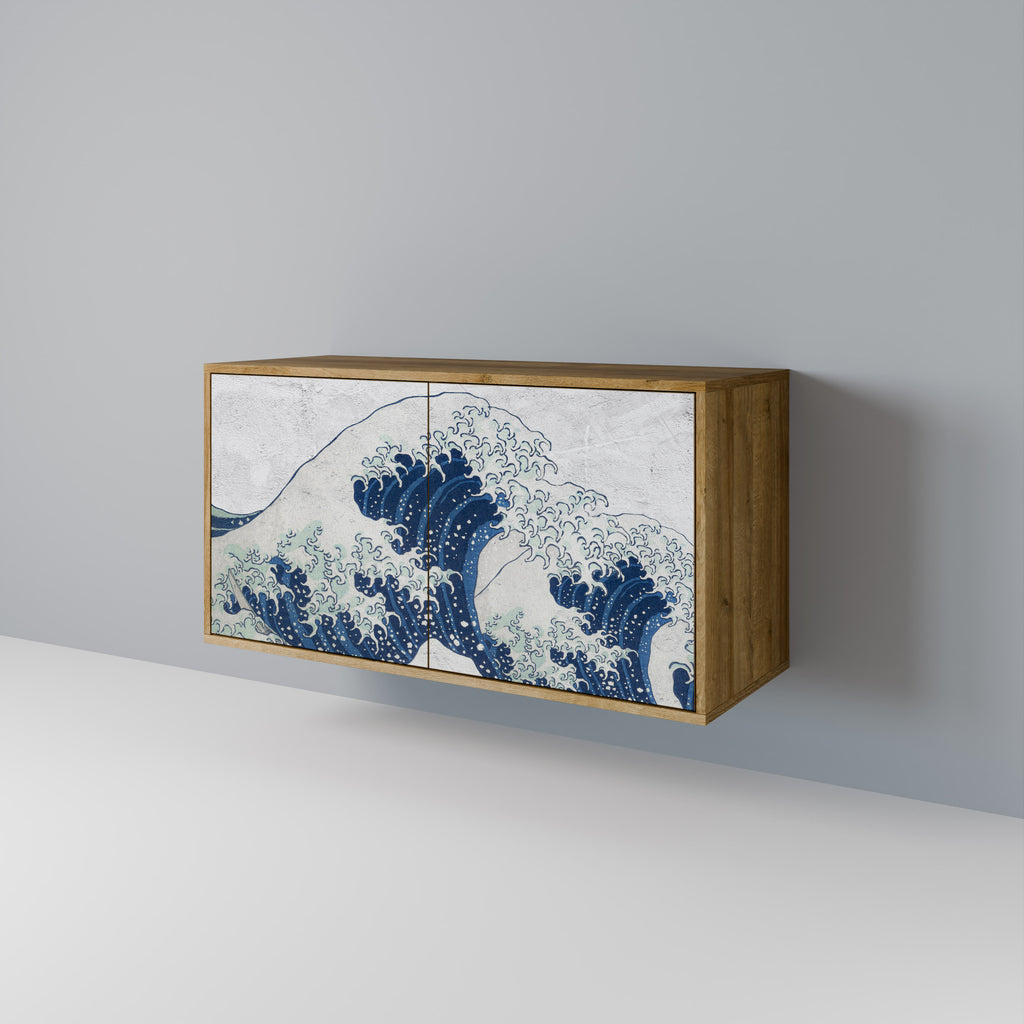 THE GREAT WAVE AT KANAGAWA 2-Door Sideboard in Oak Effect