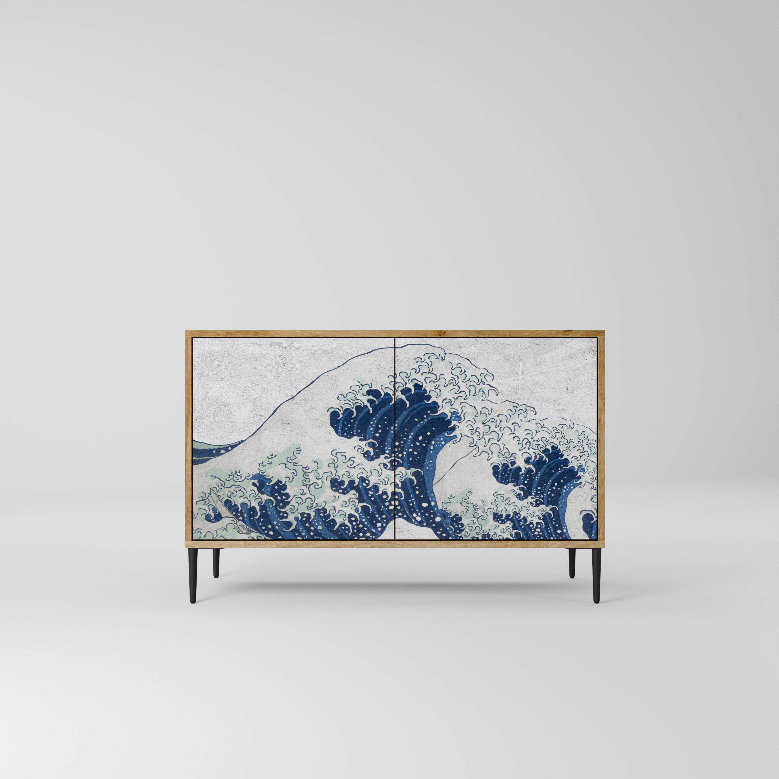 THE GREAT WAVE AT KANAGAWA 2-Door Sideboard in Oak Effect