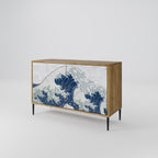 THE GREAT WAVE AT KANAGAWA Aparador de 2 Puertas en Efecto Roble