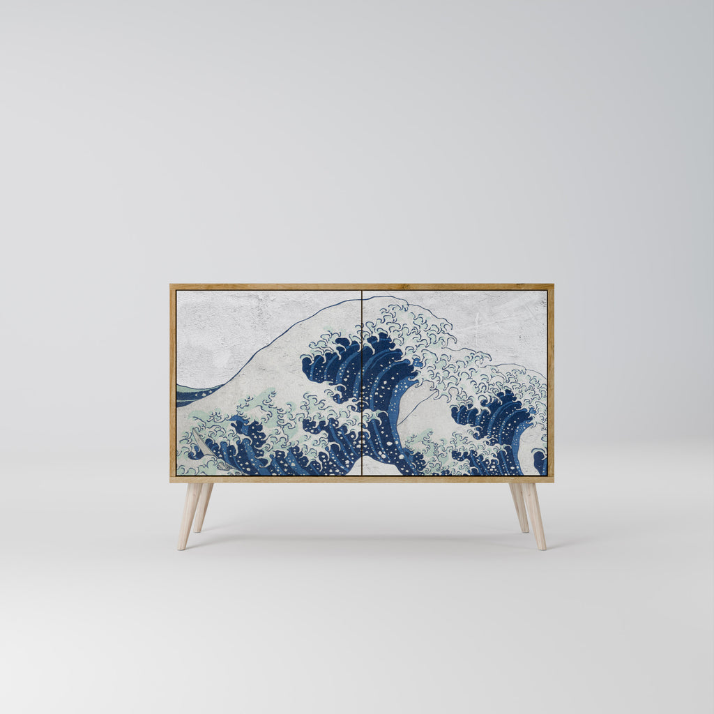 THE GREAT WAVE AT KANAGAWA 2-Door Sideboard in Oak Effect