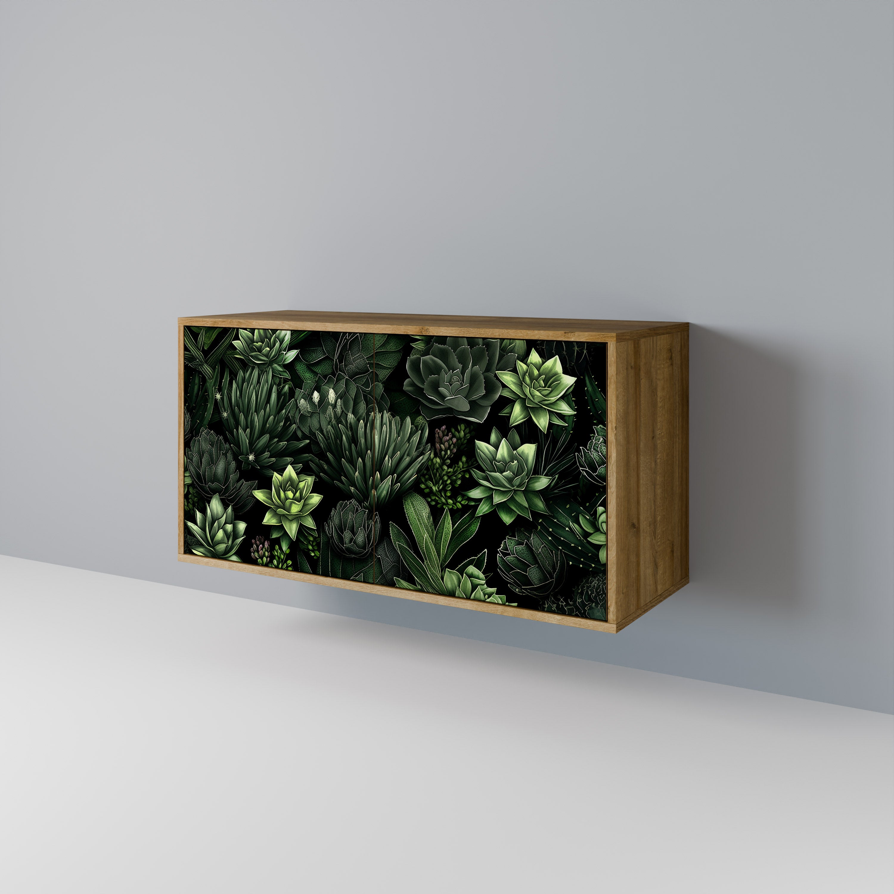 SUCCULENT JUNGLE 2-Door Sideboard in Oak Effect