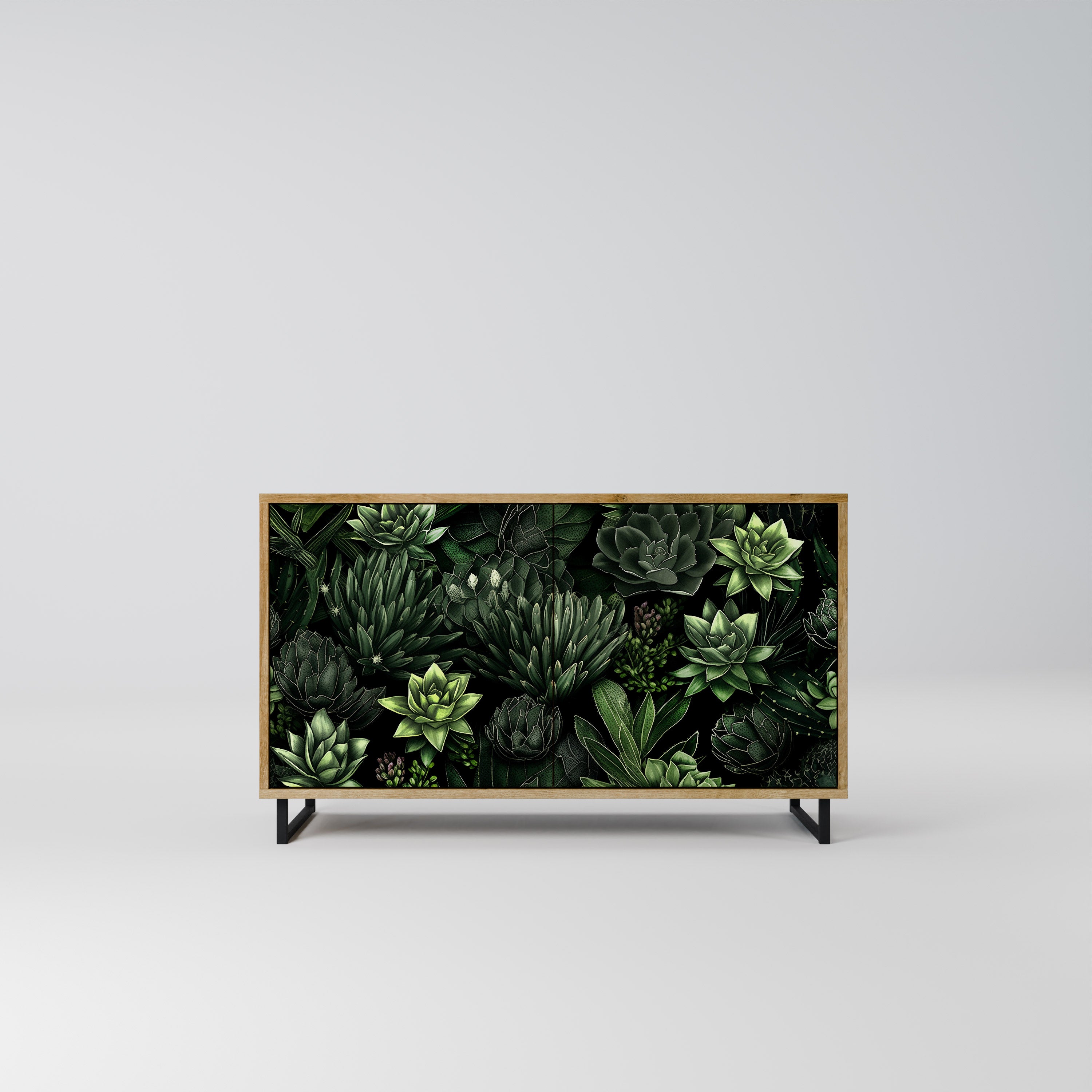 SUCCULENT JUNGLE 2-Door Sideboard in Oak Effect