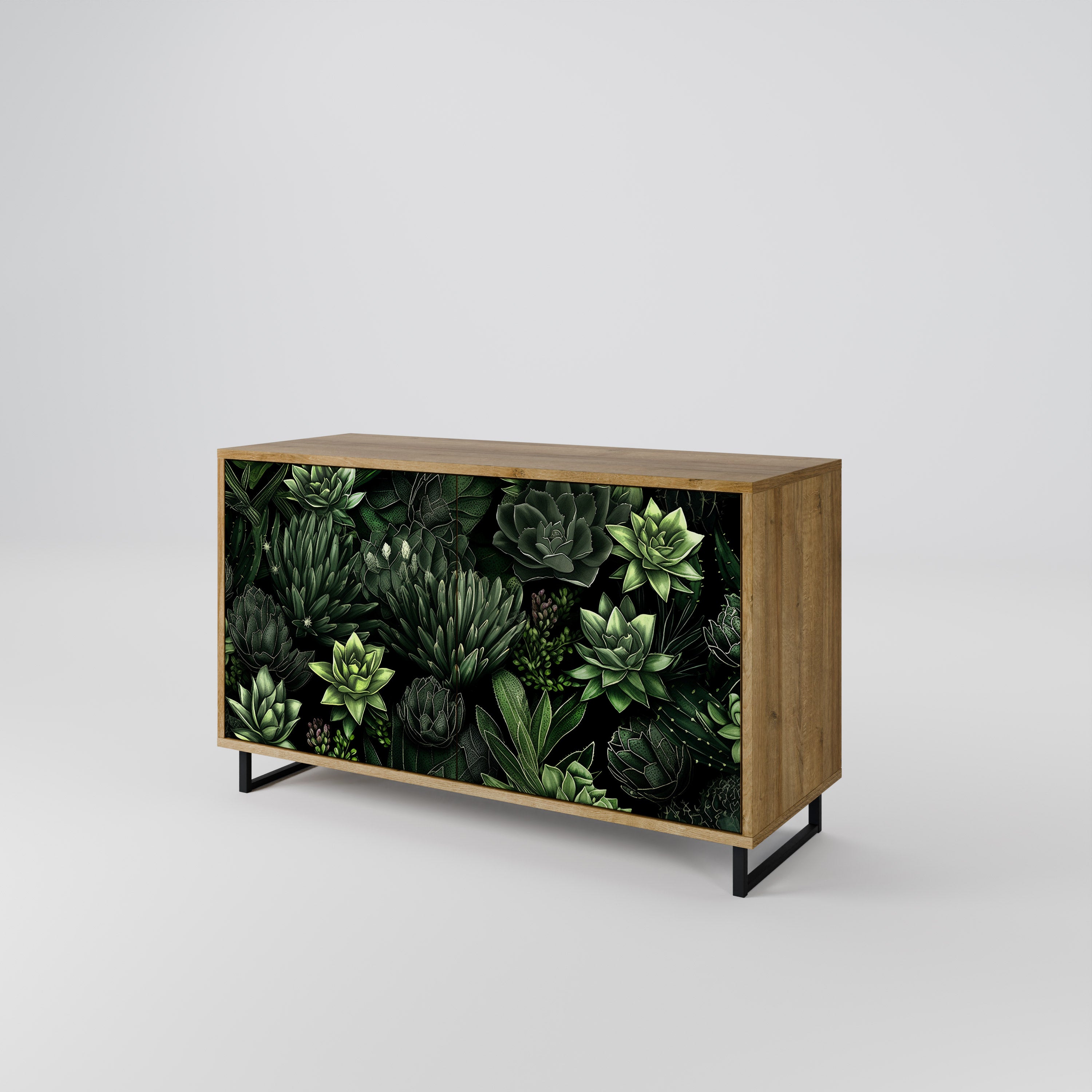 SUCCULENT JUNGLE 2-Door Sideboard in Oak Effect