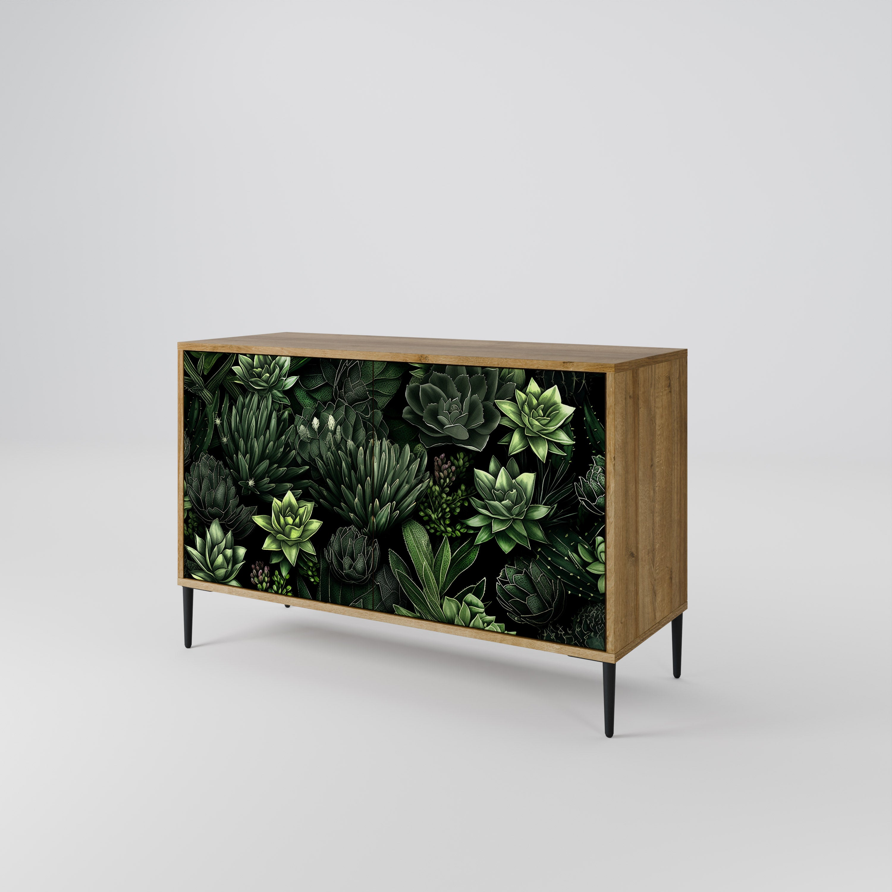 SUCCULENT JUNGLE 2-Door Sideboard in Oak Effect
