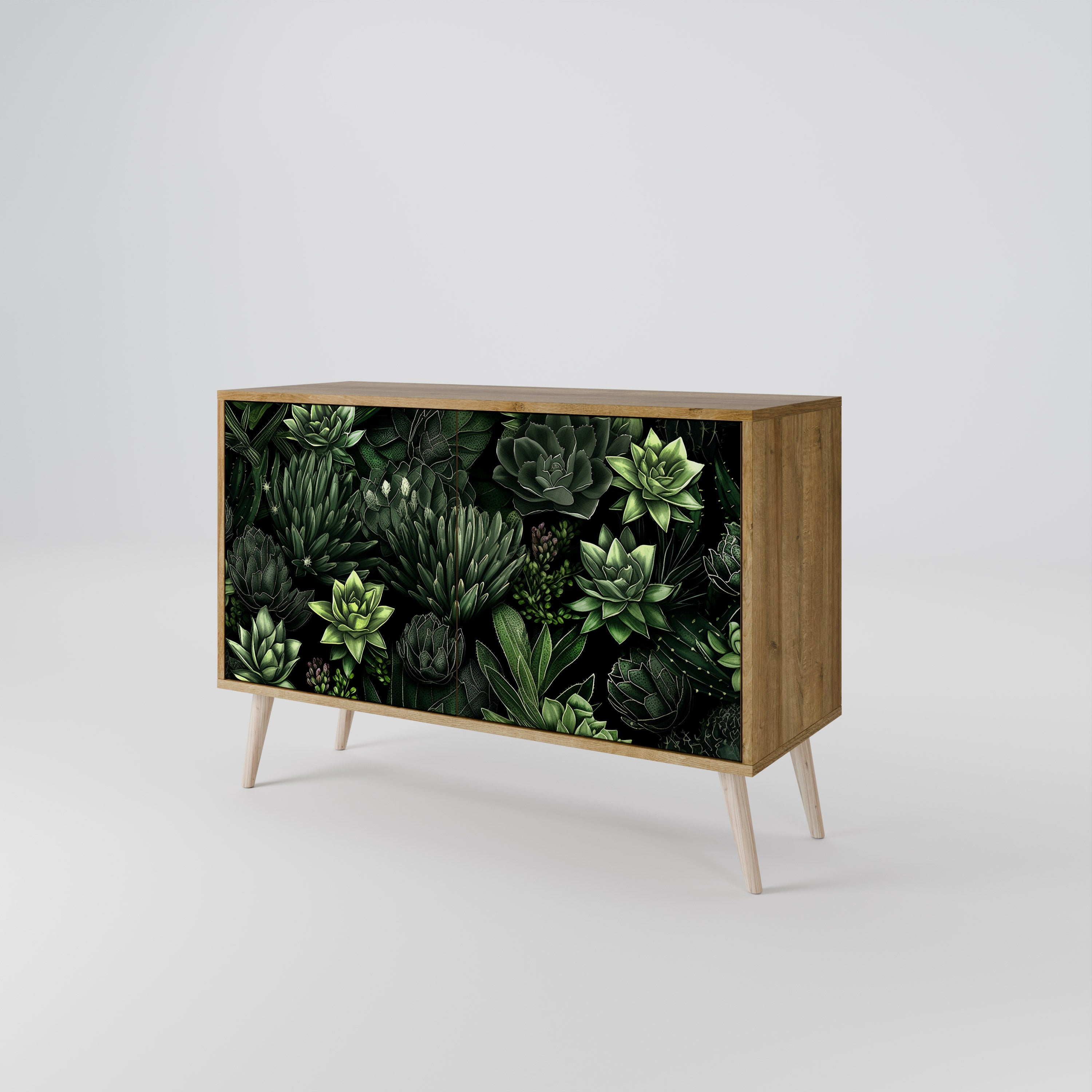 SUCCULENT JUNGLE 2-Door Sideboard in Oak Effect
