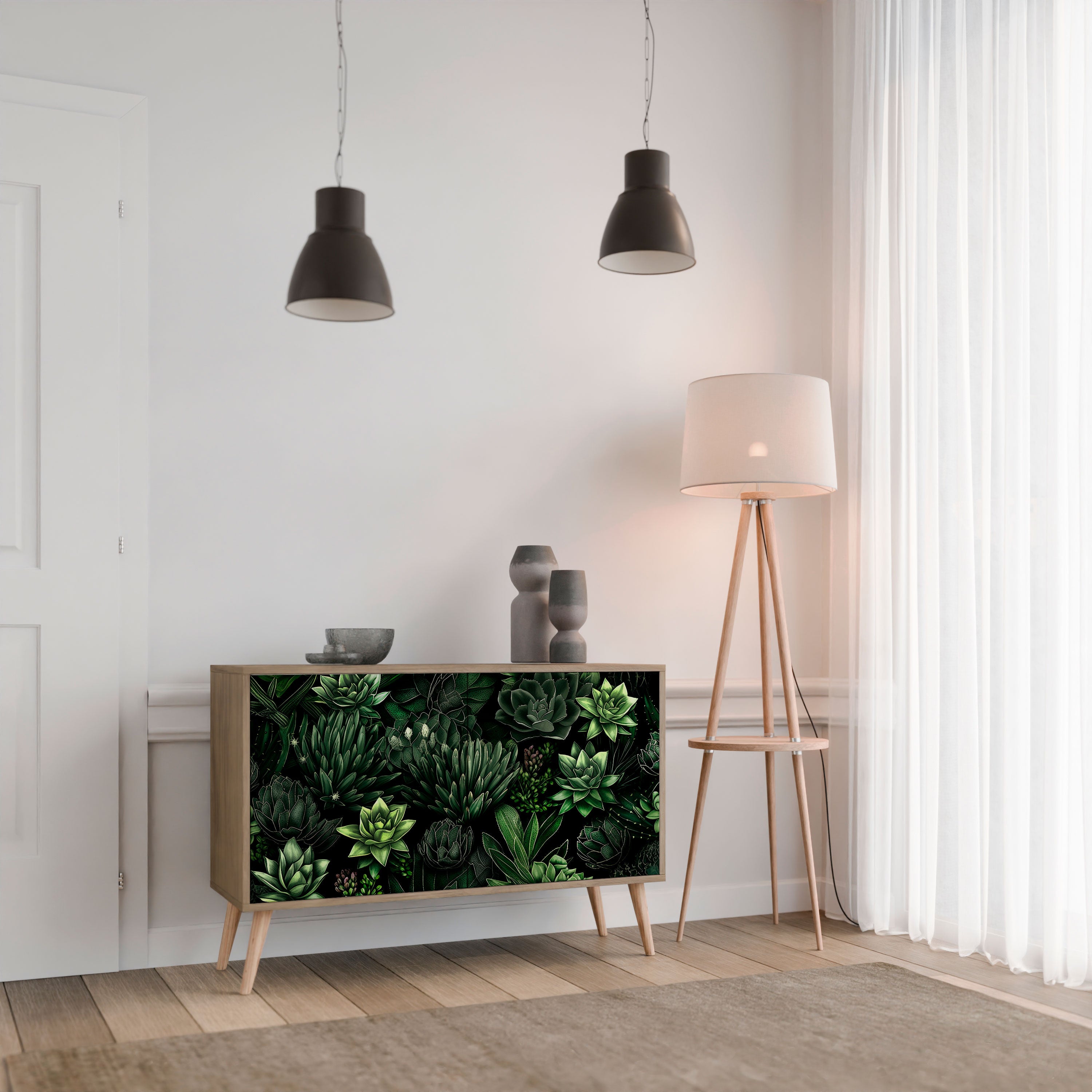 SUCCULENT JUNGLE 2-Door Sideboard in Oak Effect