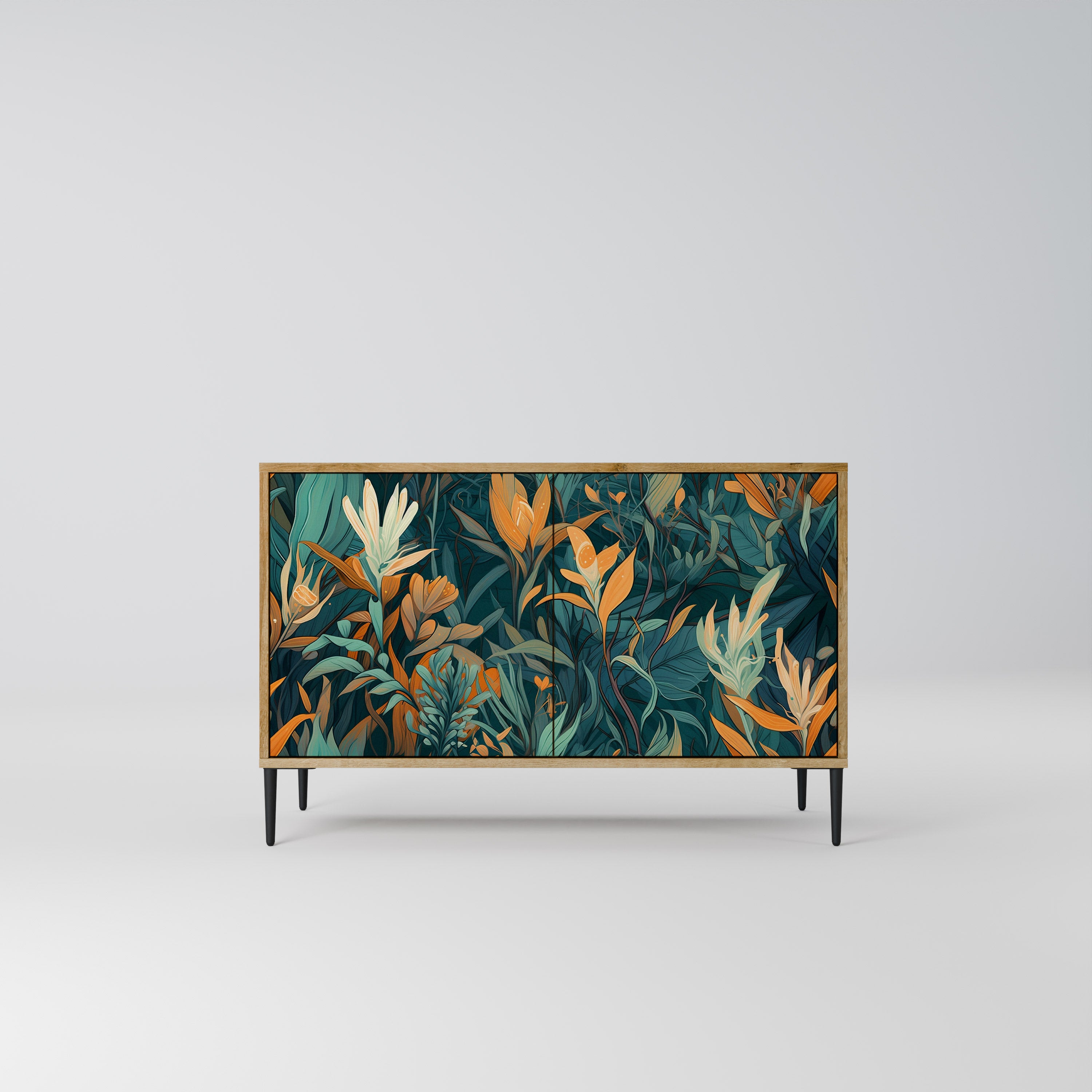 FLORAL SERENITY 2-Door Sideboard in Oak Effect