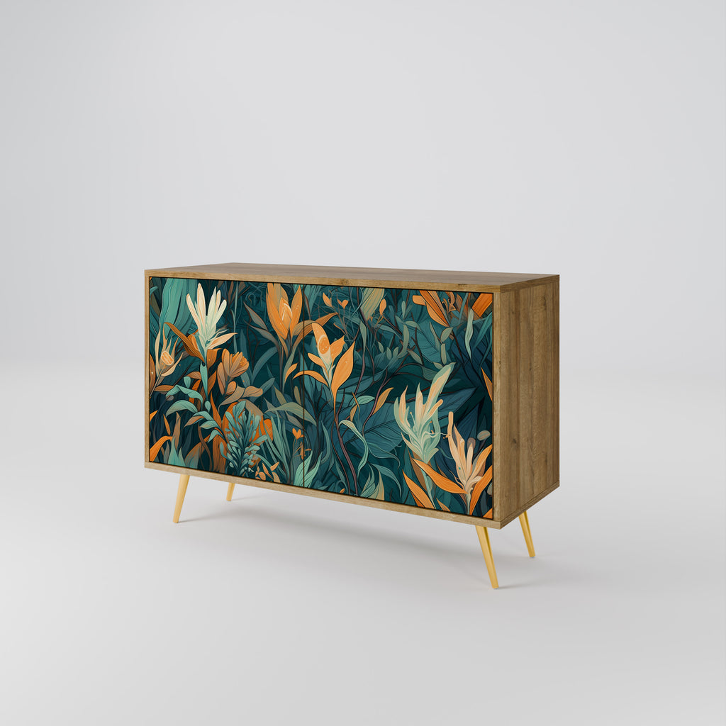 FLORAL SERENITY 2-Door Sideboard in Oak Effect