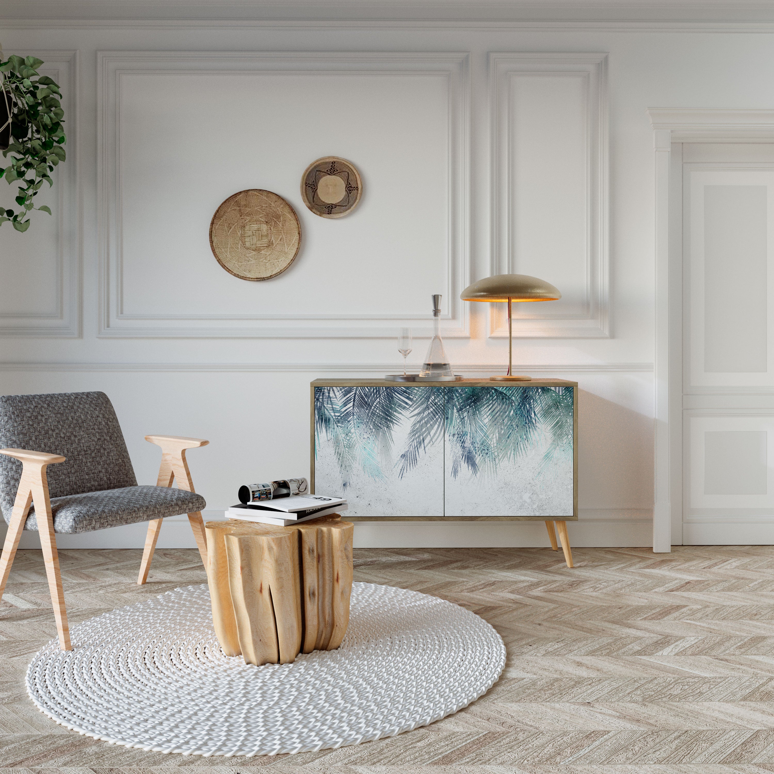 PALM VEIL 2-Door Sideboard in Oak Effect