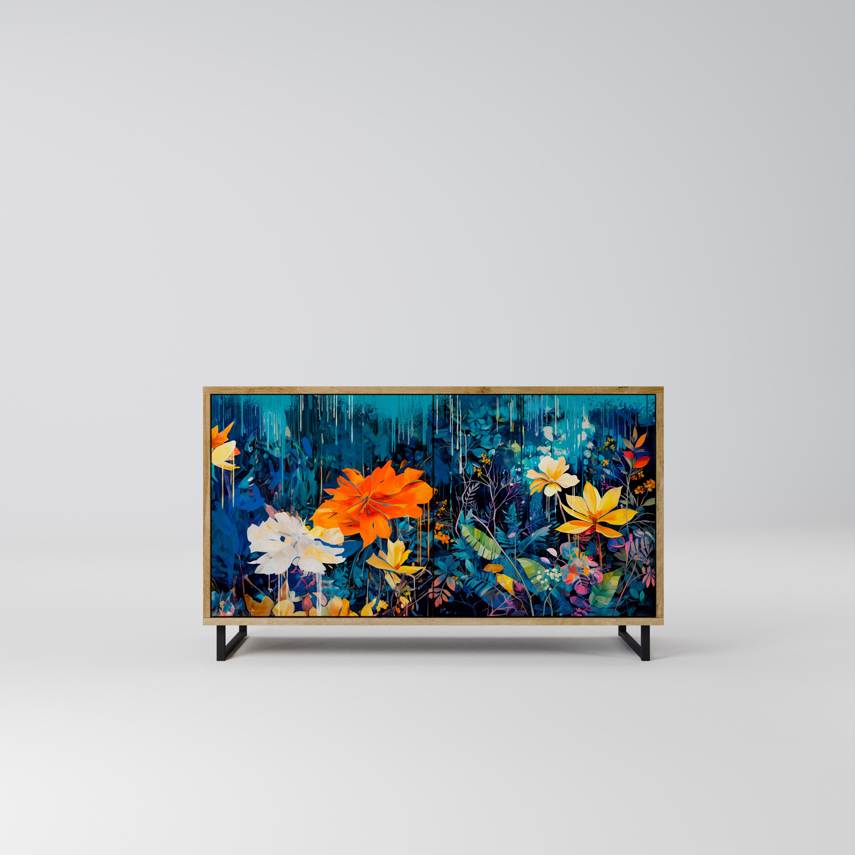 MIDNIGHT BLOSSOM 2-Door Sideboard in Oak Effect