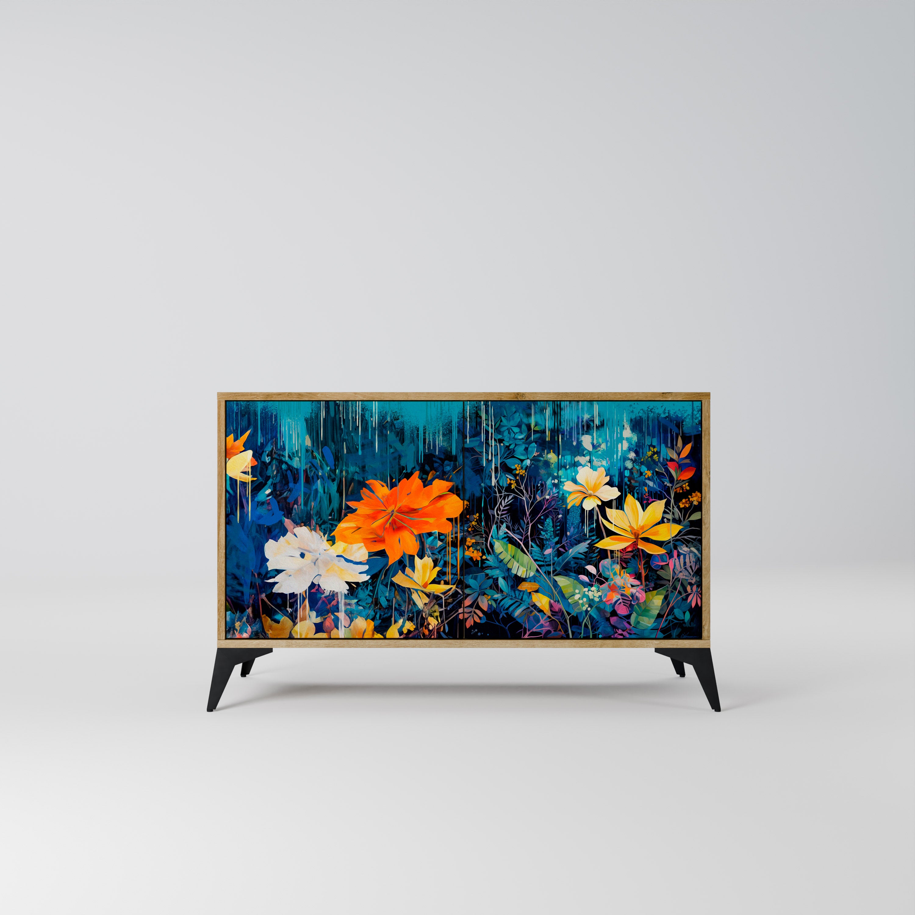 MIDNIGHT BLOSSOM 2-Door Sideboard in Oak Effect