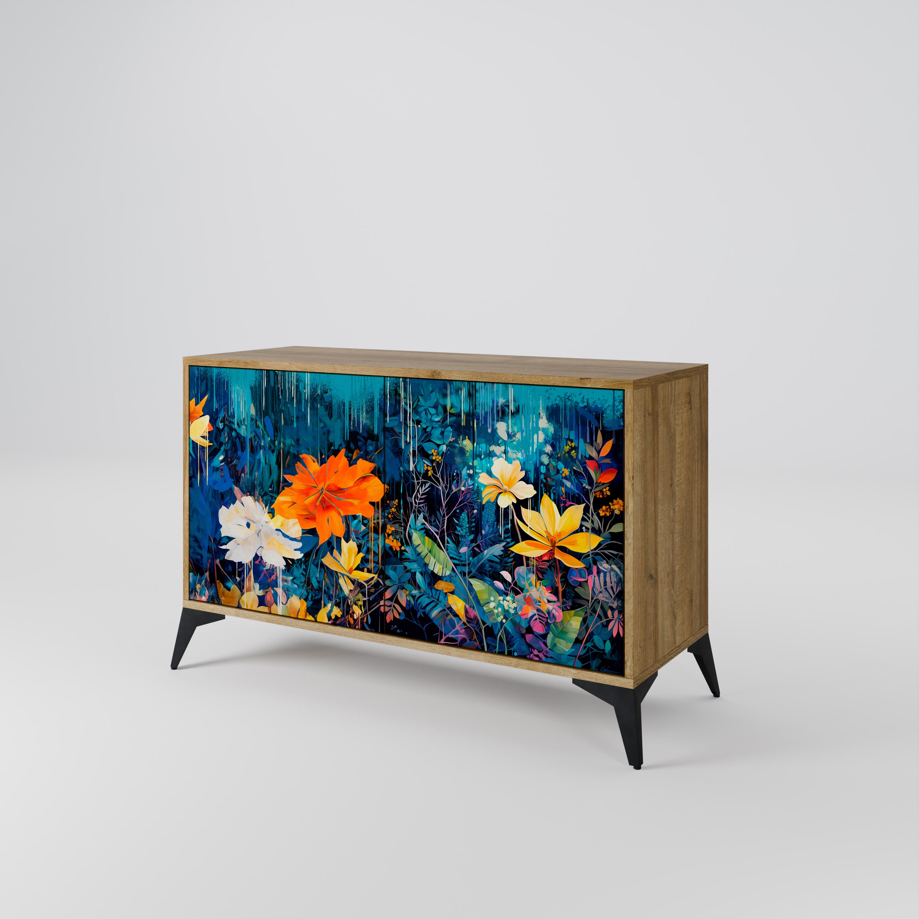 MIDNIGHT BLOSSOM 2-Door Sideboard in Oak Effect