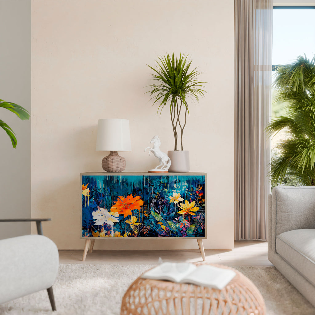 MIDNIGHT BLOSSOM 2-Door Sideboard in Oak Effect