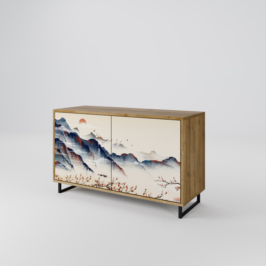 JAPANESE LANDSCAPE 2-Door Sideboard in Oak Effect
