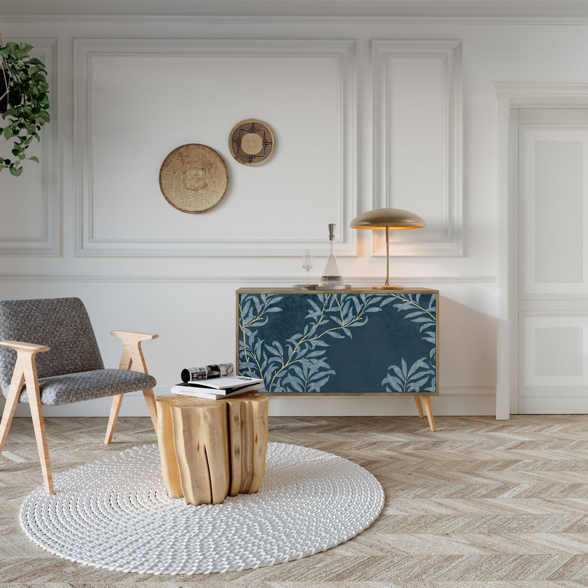 BLUE LEAVES 2-Door Sideboard