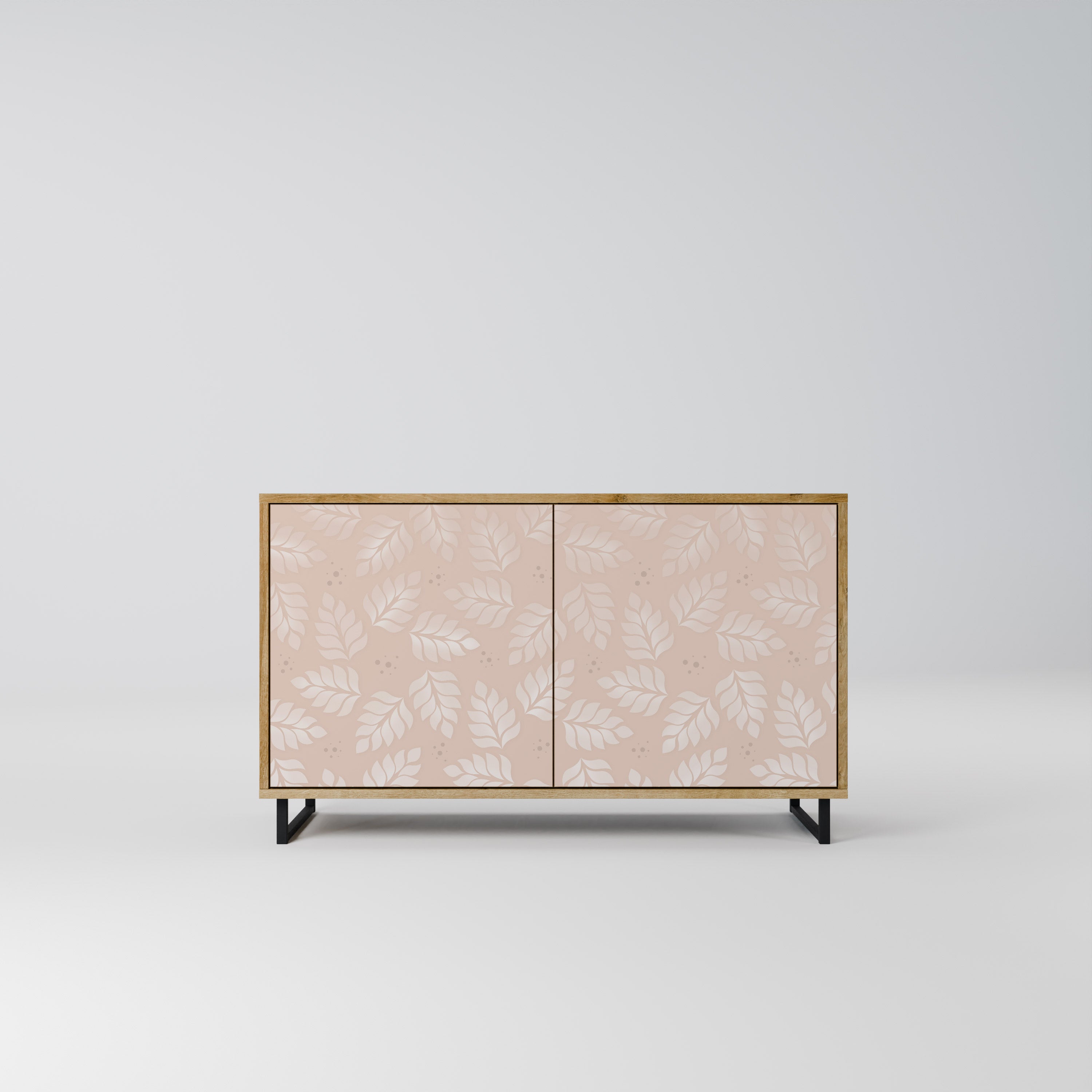 LEAVES ON BEIGE 2-Door Sideboard in Oak Effect
