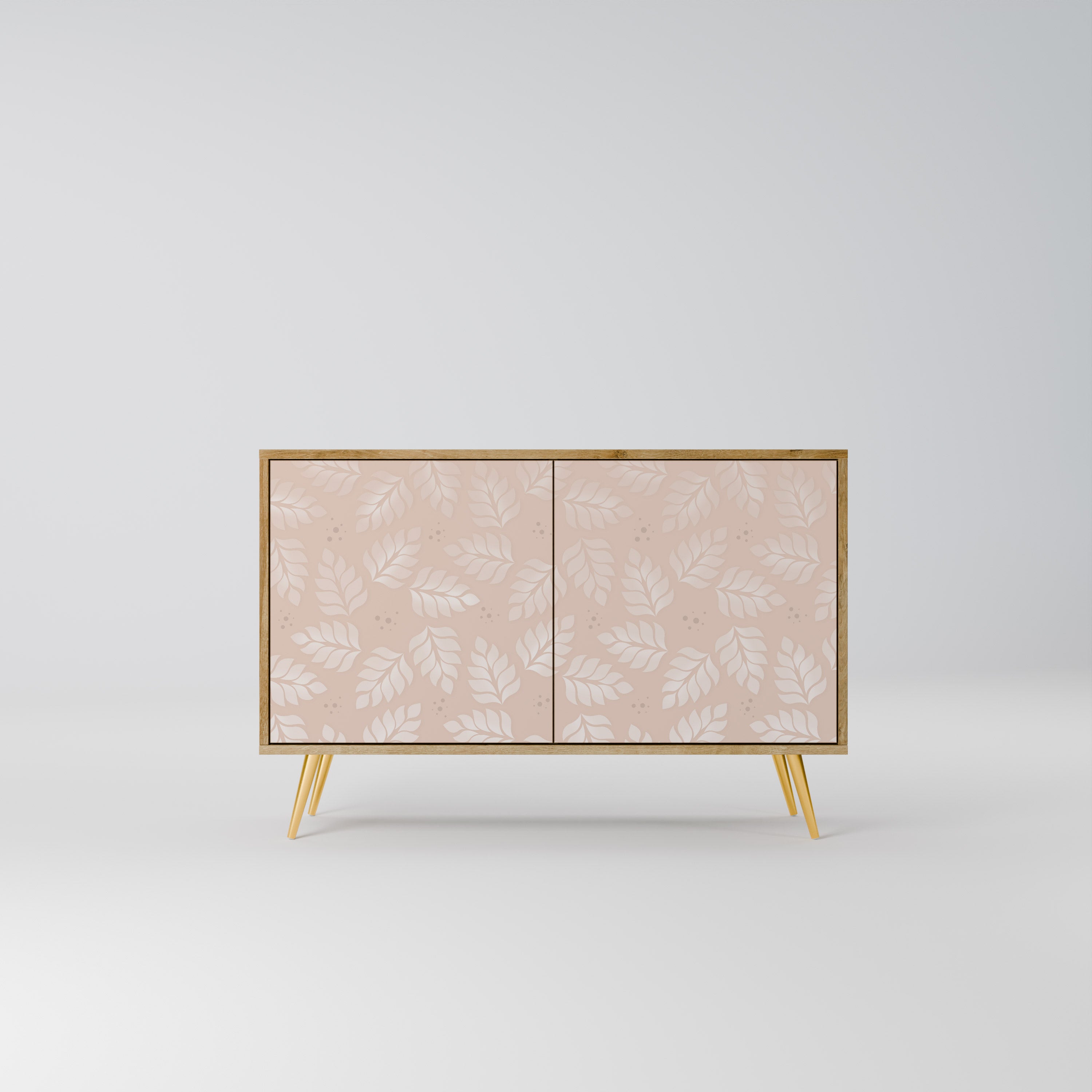 LEAVES ON BEIGE 2-Door Sideboard in Oak Effect