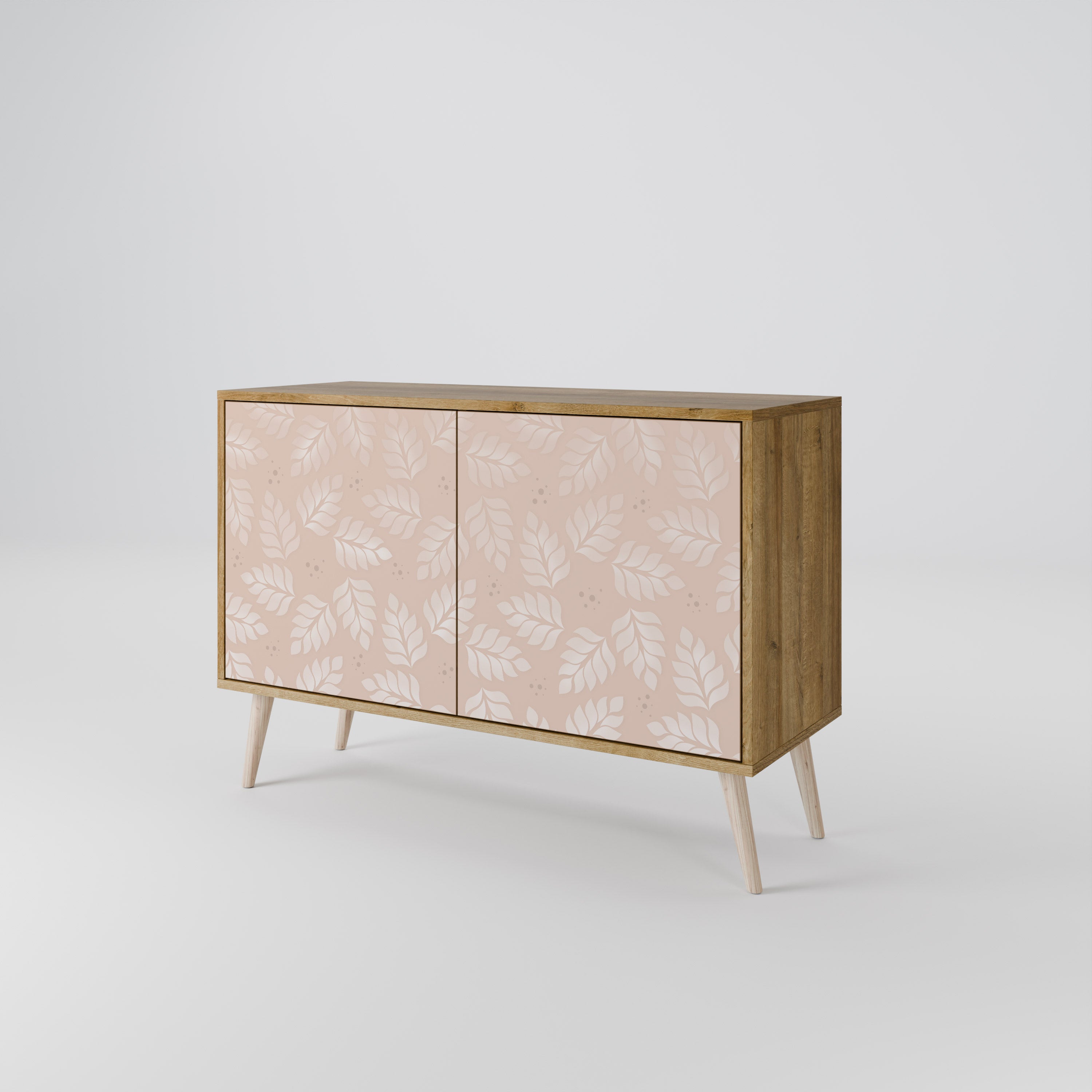 LEAVES ON BEIGE 2-Door Sideboard in Oak Effect