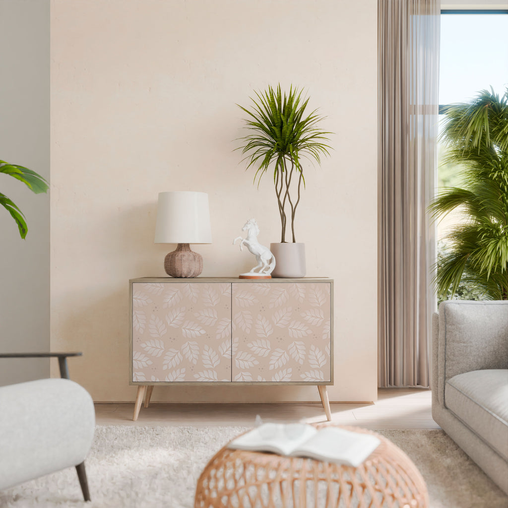 Aparador de 2 puertas LEAVES ON BEIGE con efecto roble