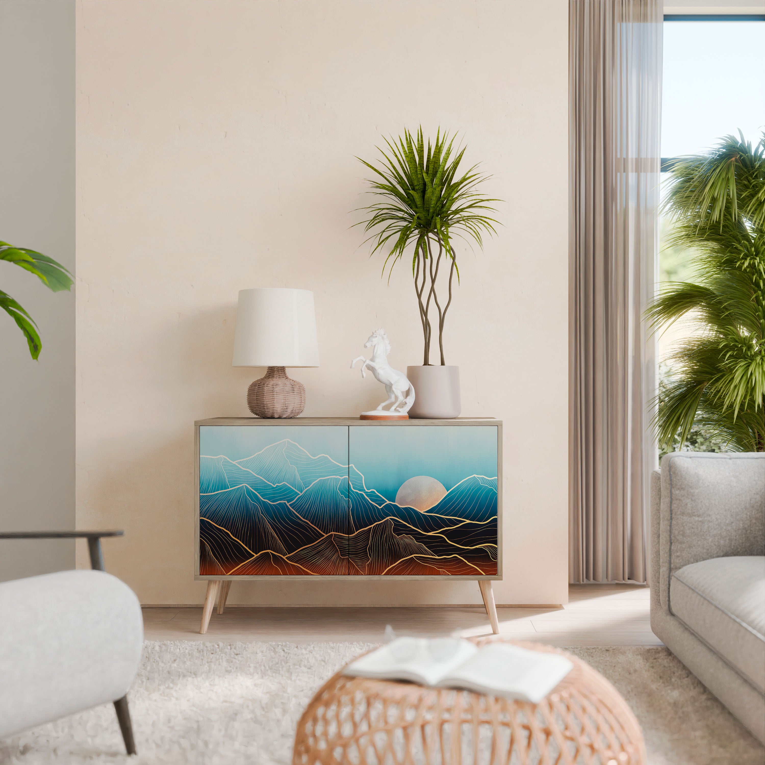 LUNAR SECRETS 2-Door Sideboard in Oak Effect