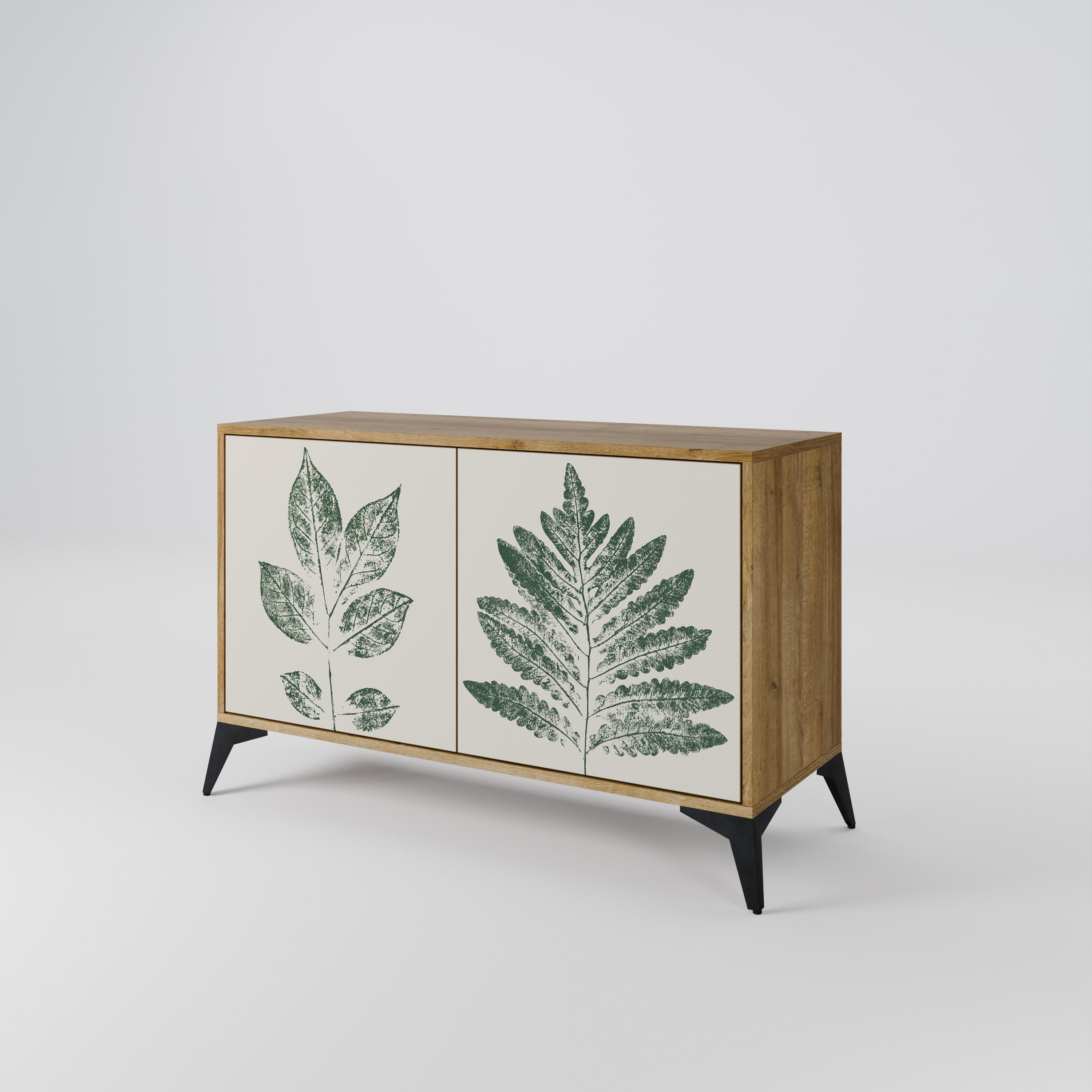 GREEN LEAFY STAMPS 2-Door Sideboard in Oak Effect