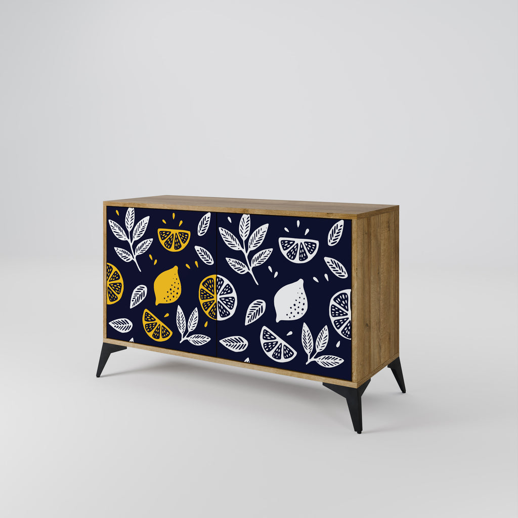 CITRUS BLACK AND WHITE 2-Door Sideboard in Oak Effect