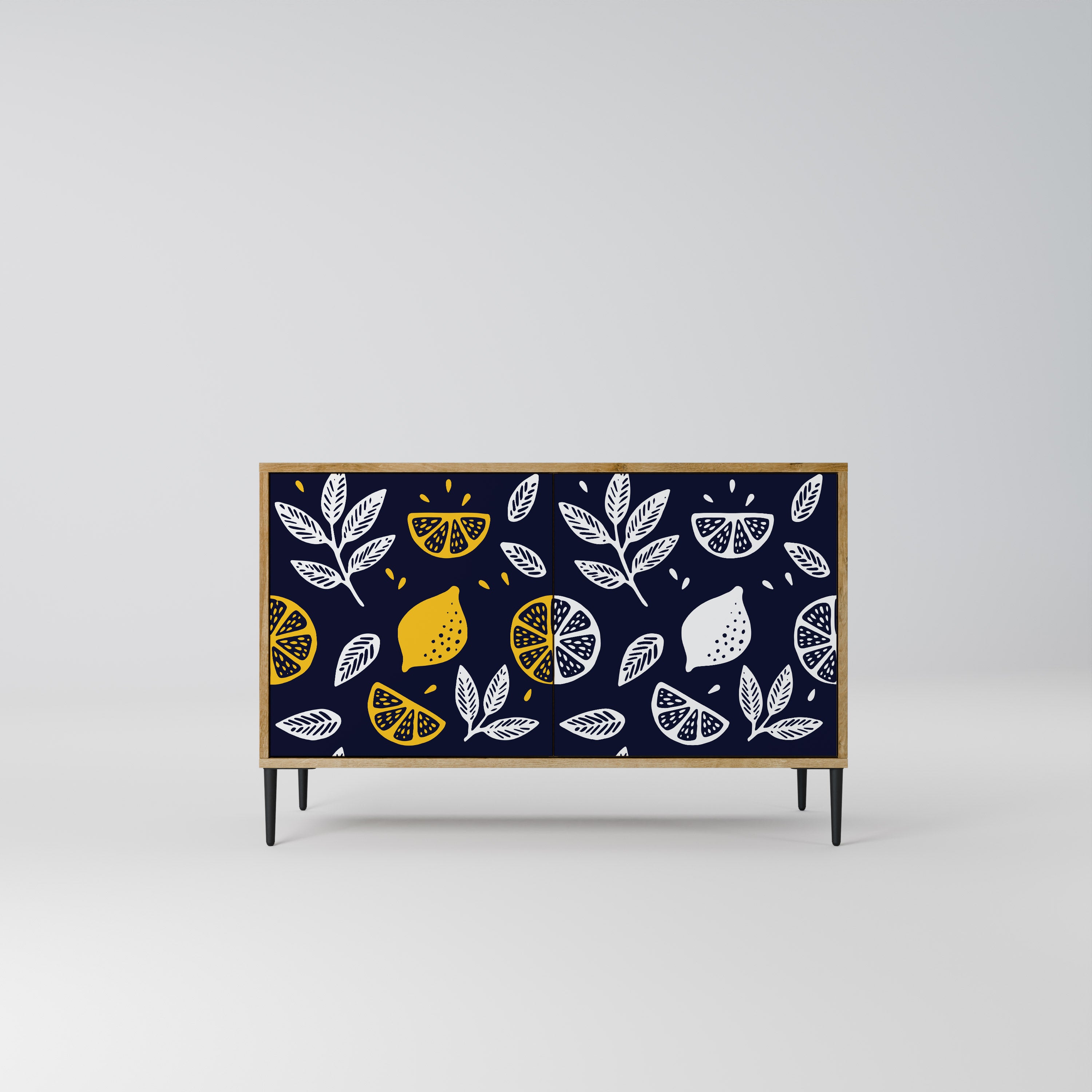 CITRUS BLACK AND WHITE 2-Door Sideboard in Oak Effect