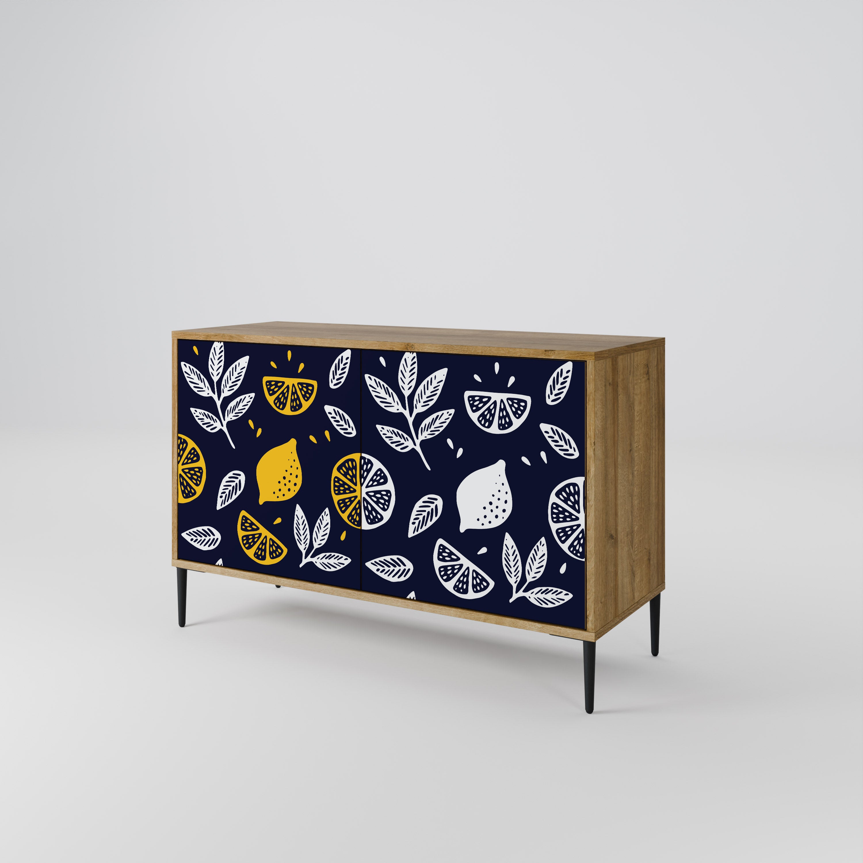 CITRUS BLACK AND WHITE 2-Door Sideboard in Oak Effect
