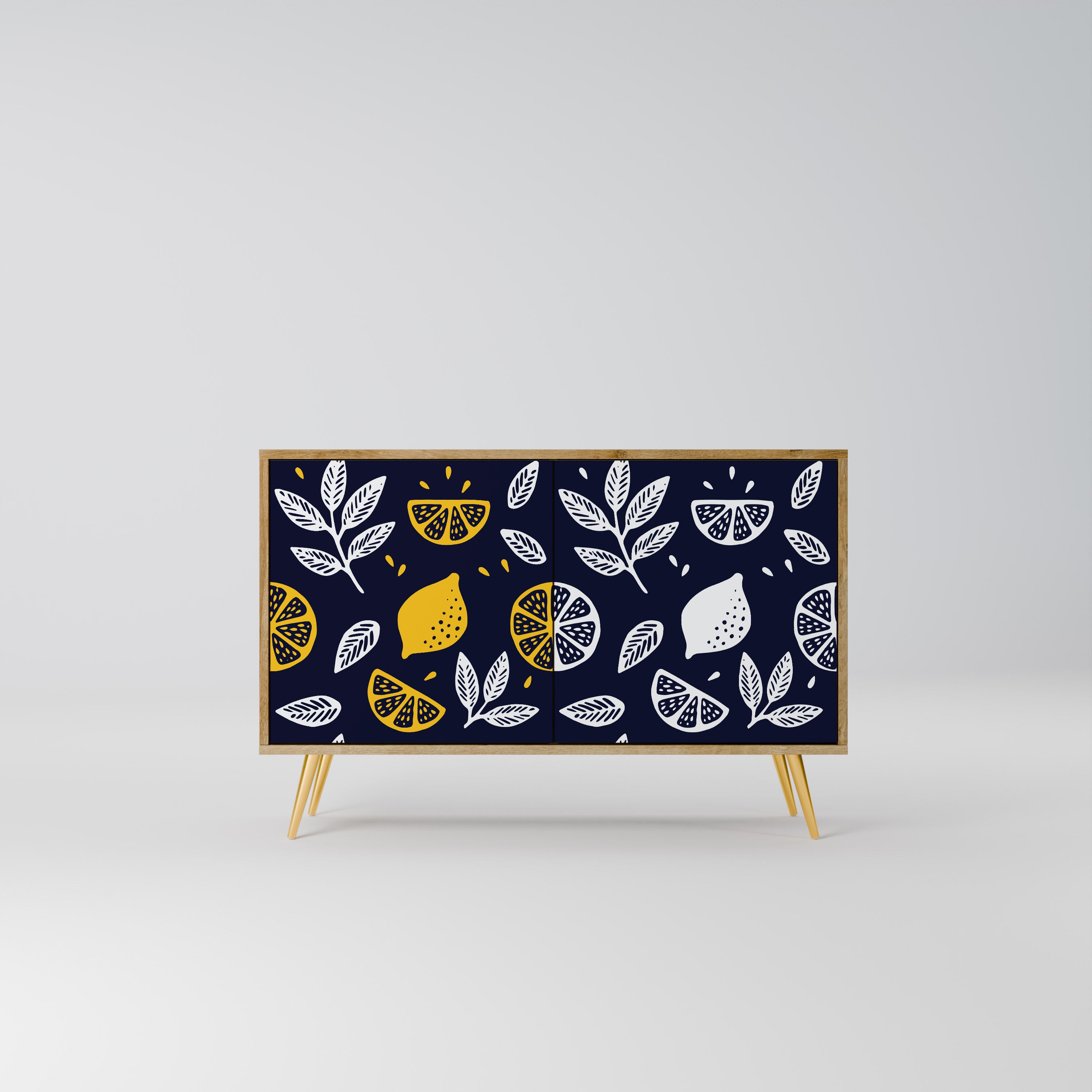 CITRUS BLACK AND WHITE 2-Door Sideboard in Oak Effect