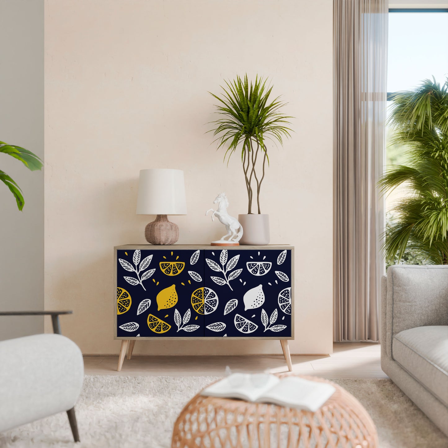 CITRUS BLACK AND WHITE Aparador de 2 Puertas