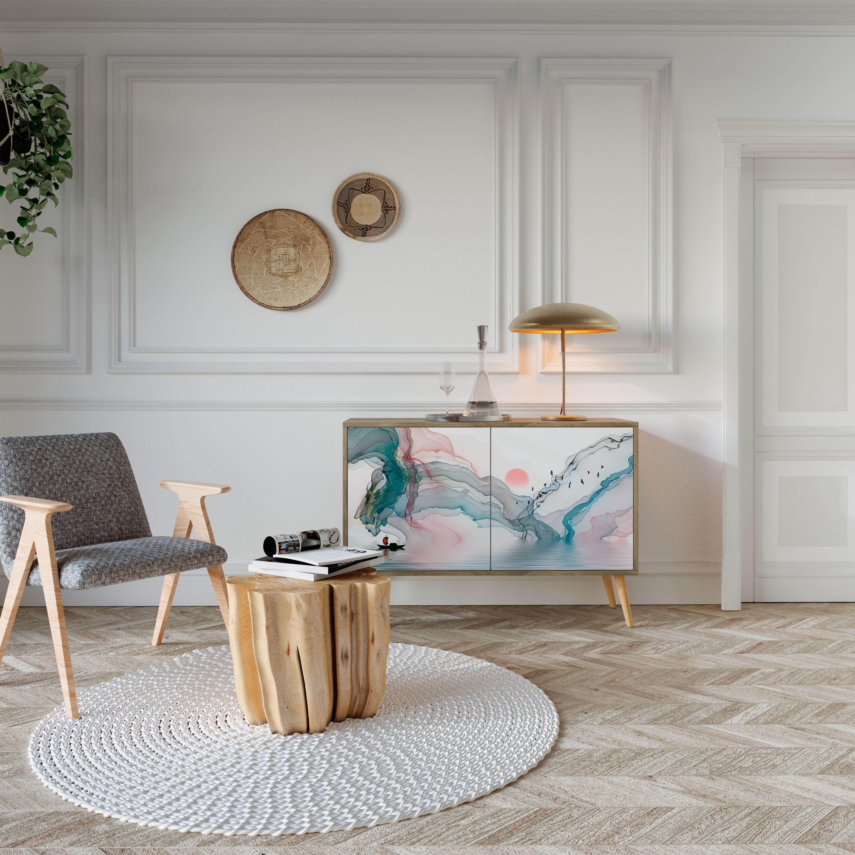 VELVET CROSSING 2-Door Sideboard in Oak Effect