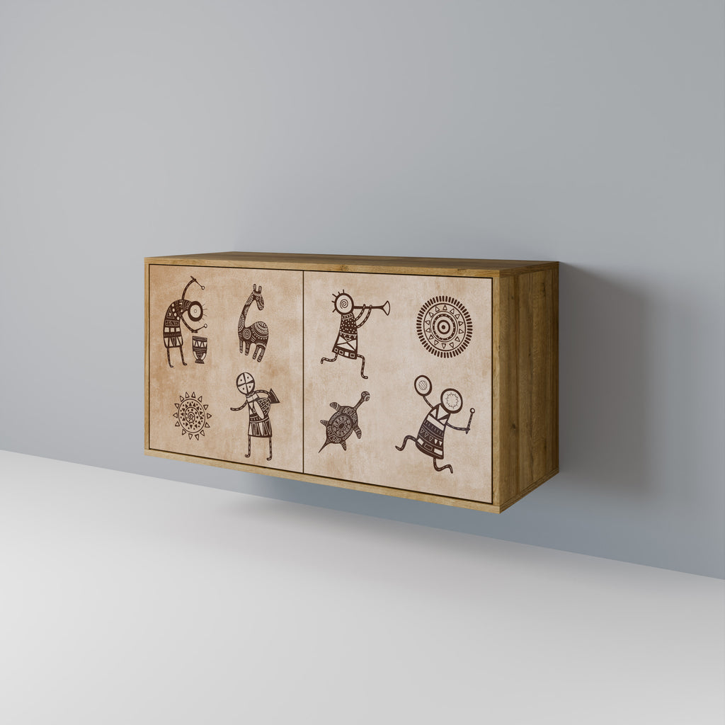 AFRICAN STYLE 2-Door Sideboard in Oak Effect