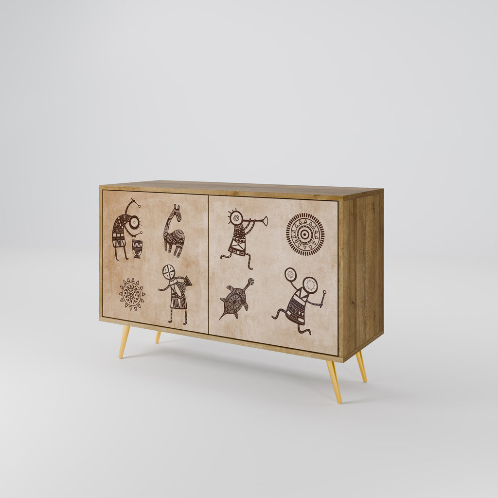 AFRICAN STYLE 2-Door Sideboard in Oak Effect