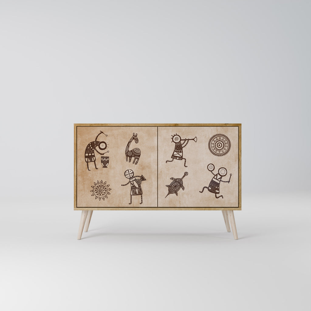 AFRICAN STYLE 2-Door Sideboard in Oak Effect