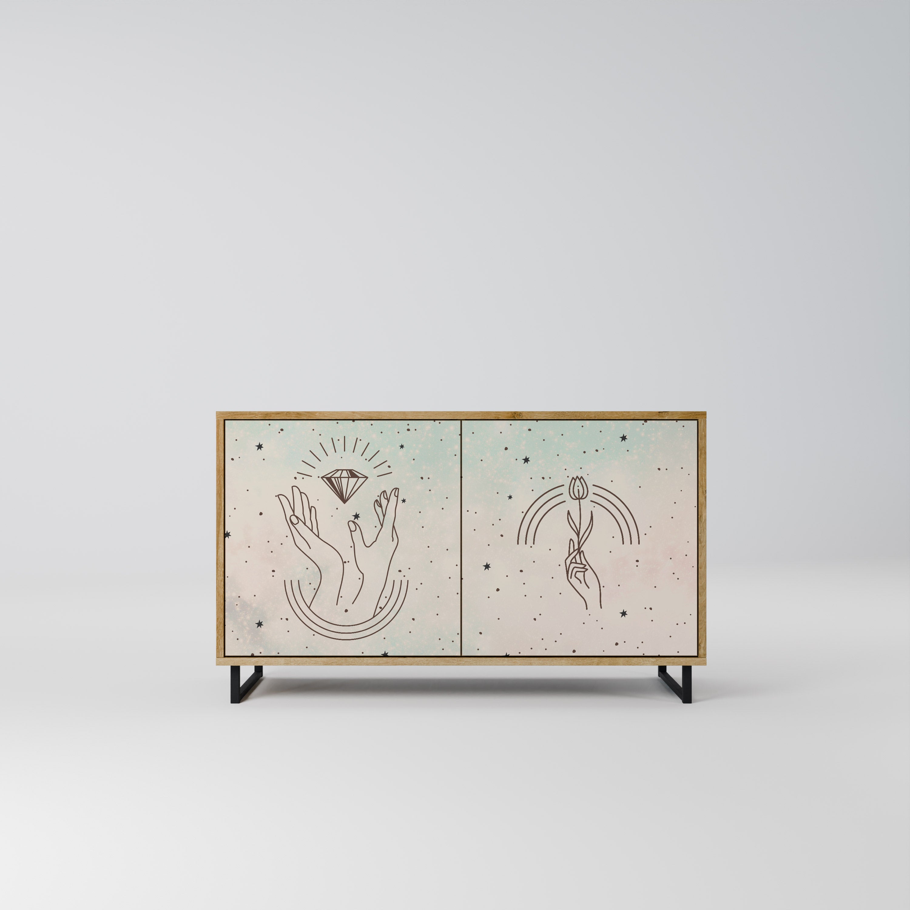 DELICATE BEAUTY 2-Door Sideboard in Oak Effect