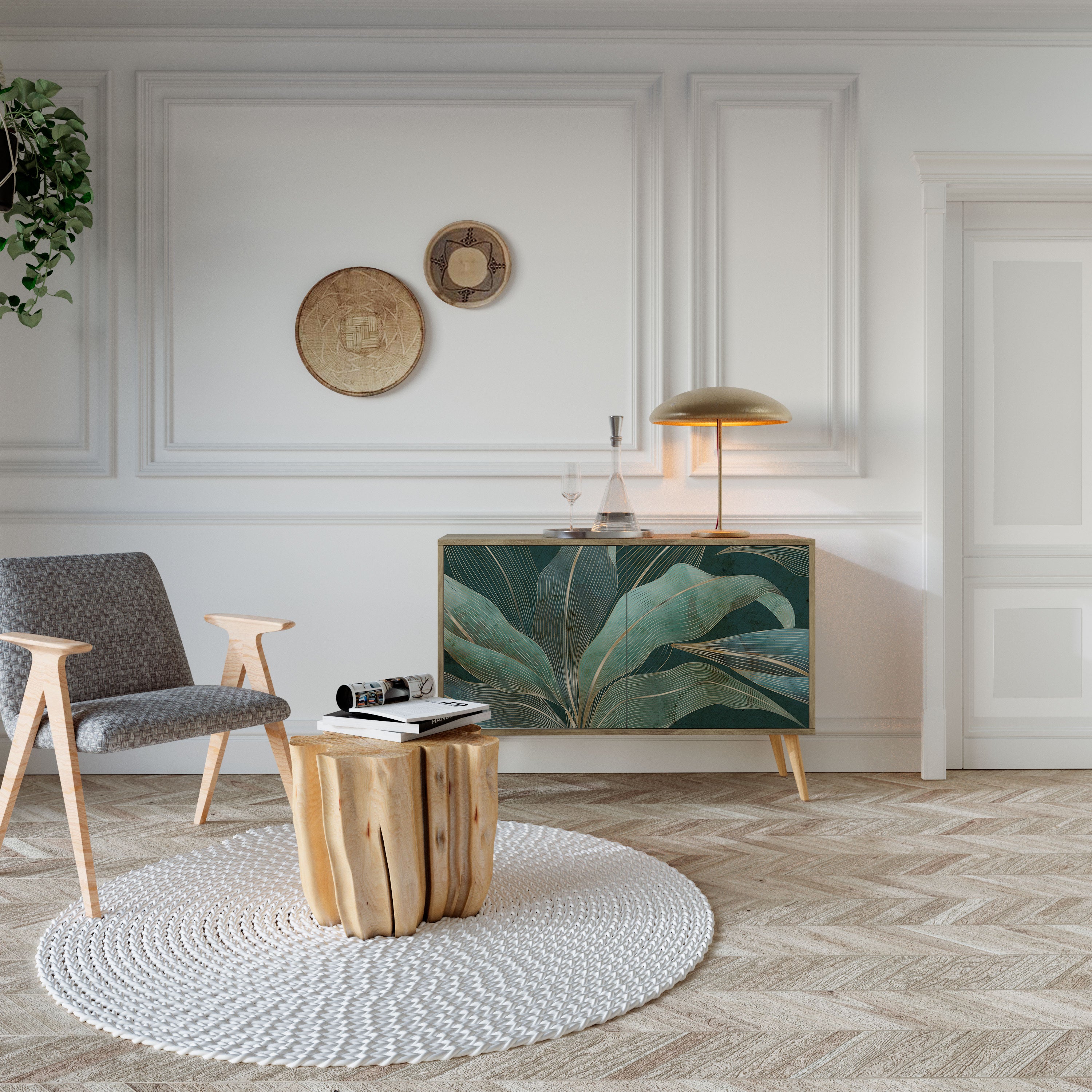 ROYAL GREEN 2-Door Sideboard in Oak Effect