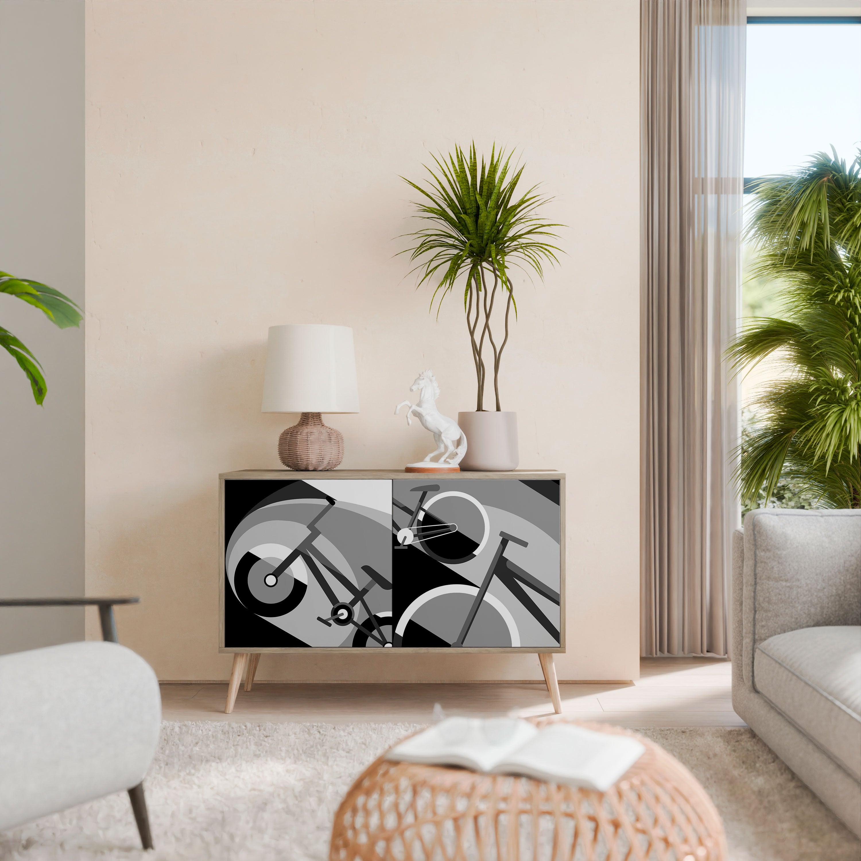 Aparador BIKE ENERGY de 2 puertas con efecto roble